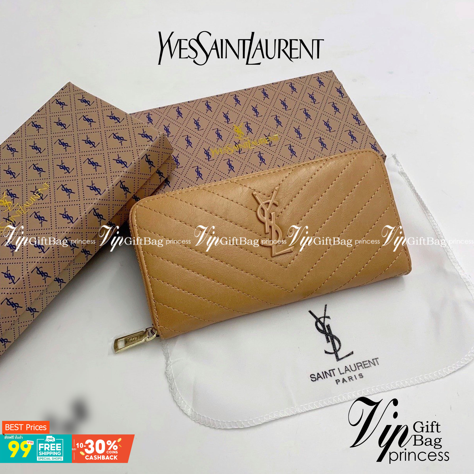 YSL Yves Saint Laurent Zip Around Long Wallet กระเป๋าสตางค์ทรงยาวซิปรอบ งานสวยหนังดี งานปั้มแบรนด์ทุกจุด มีช่องใส่บัตรให้เยอะมากถูกใจสาวๆแน่นอน ใช้งานง่าย สวยหรูดูแพง ราคาสุดคุ้มเลยค่าา