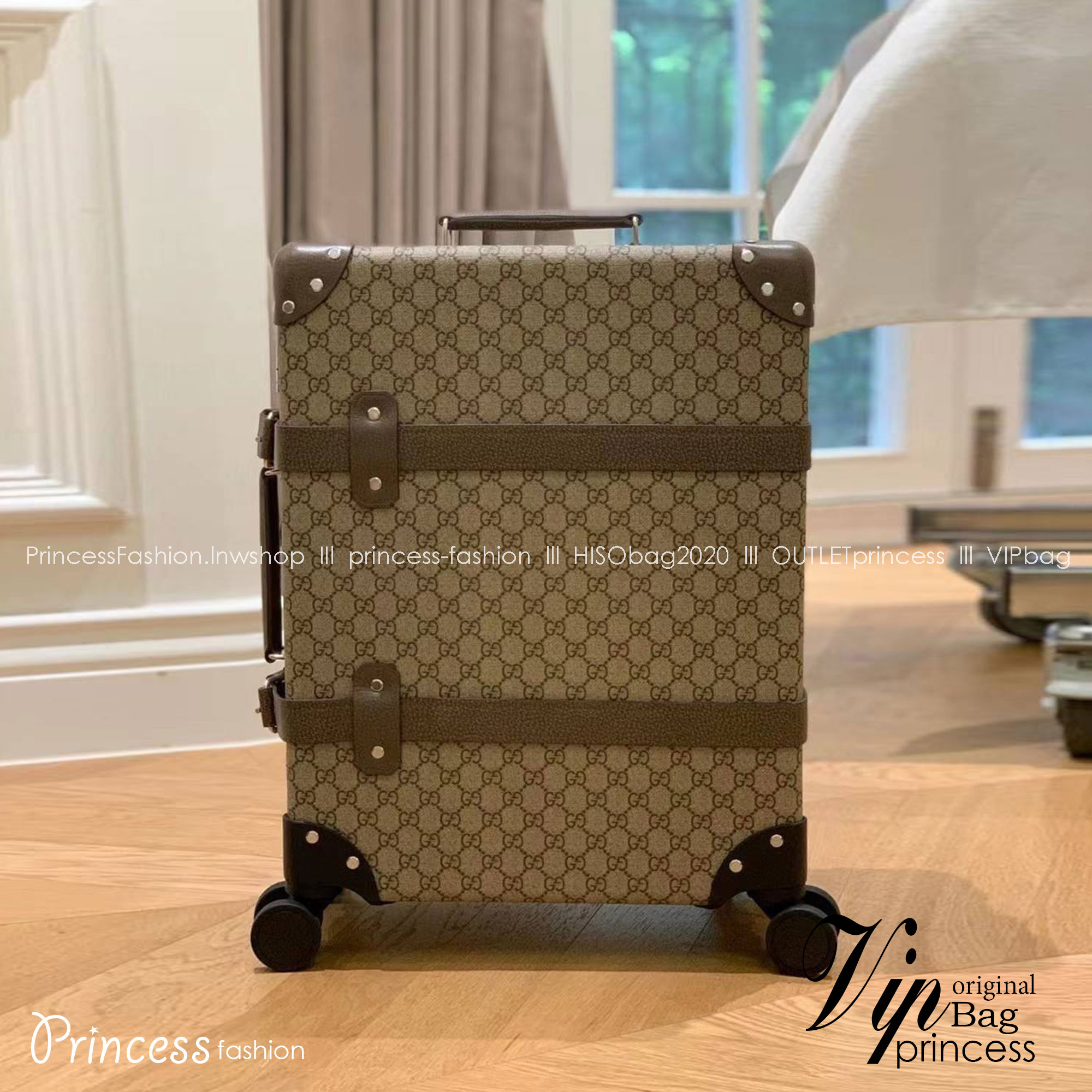 GUCCI Globe-Trotter Carry-On Suitcase / GUCCI globetrotter luggage พร้อมส่ง เกรดท็อปออรินอล งานเหมือนสุด หนังแท้ สวยงามตามรูป TOP ORIGINAL 1:1 เกรดเทียบแท้ ใช้สลับแท้ได้ ใช้งานต่างประเทศได้