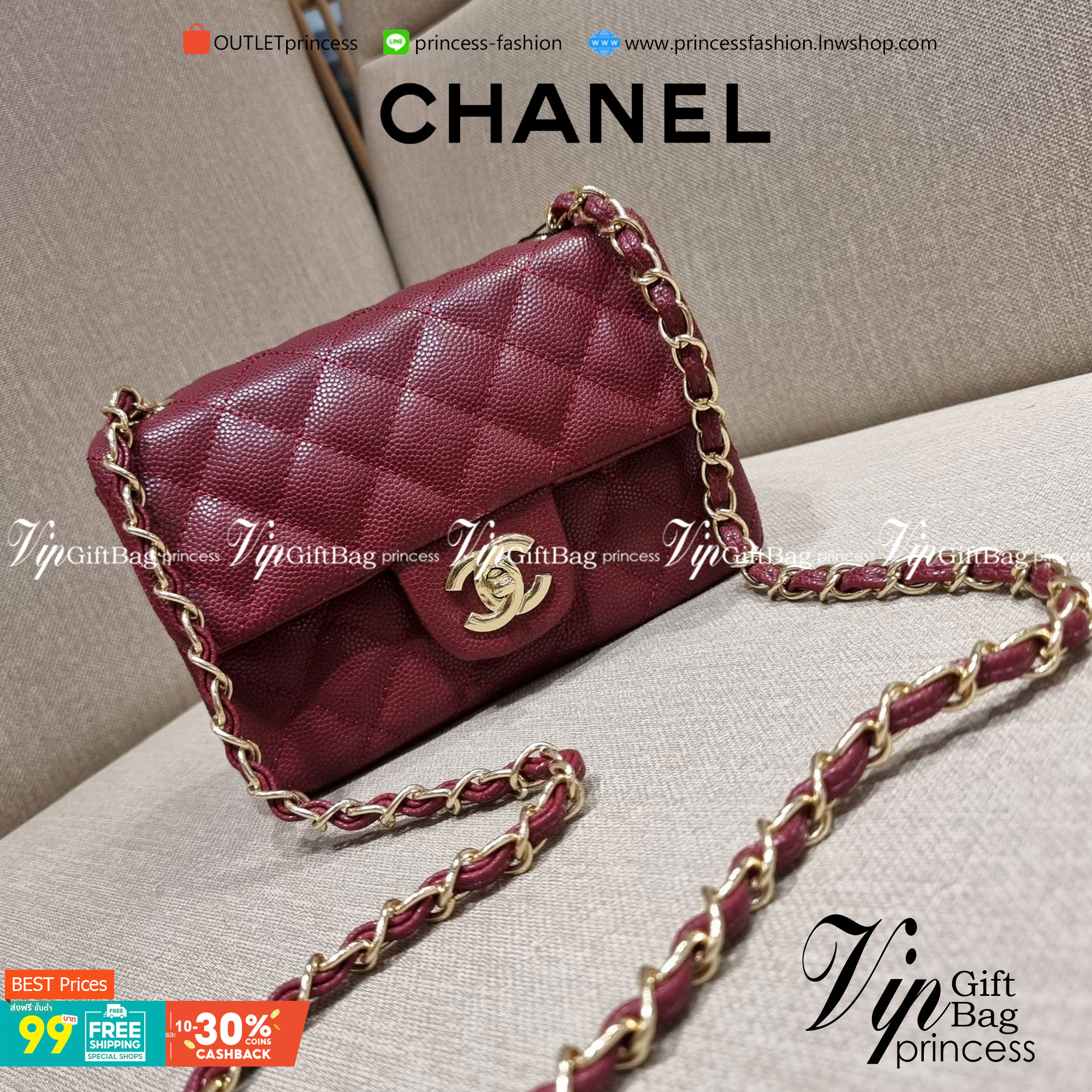 VIP 】3สี คัมแบคทูสต็อค!! จัดมาแน่นๆ พร้อมสีรับความเฮง!! พรีเมี่ยมจากแบรนด์ Chanel vip สุดพิเศษจากเคาน์เตอร์ กระเป๋าสะพาย หนังสังเคราะห์ลายคาร์เวีย หรูหราทั้งอะไหล่เงินและอะไหล่ทอง สะพายแล้วขับผิวมากๆใบนี้ เปิด-ปิดกระเป๋าด้วยตัวบิดล็อค ภายในกระเป๋าบุหนังสี