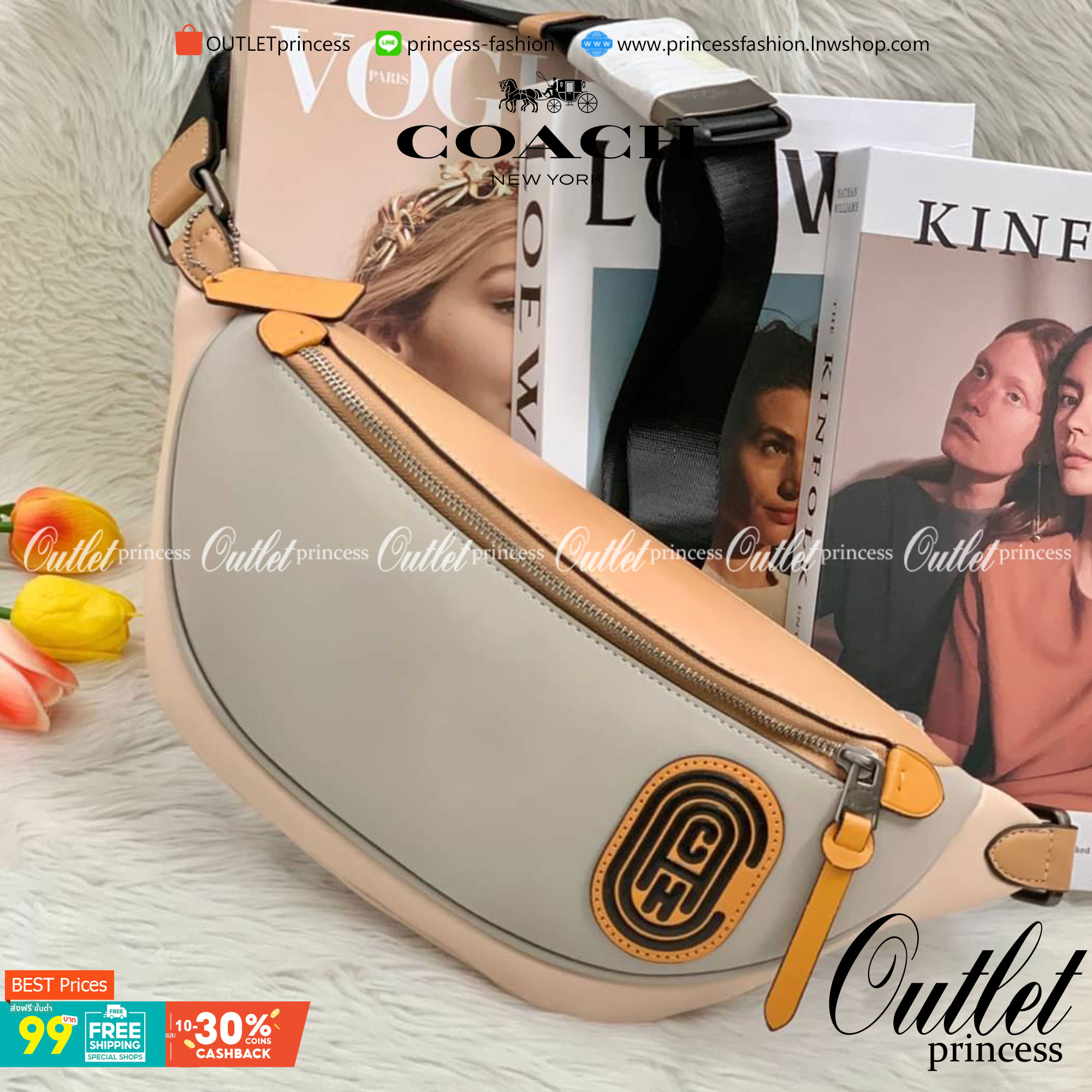 OUTTLET 】Rivington Belt Bag In Colorblock With Coach Patch (F959) Silver รุ่นที่ถามกันมาเยอะเลยคะ! สวยงามใช้ได้ทั้งชาย//หญิงเลยจร้า 🌈 Coach Belt Bag ใบใหญ่คะ! กระเป๋าคาดอกด้านหน้า//คาดไปทางด้านหลัง//หรือคาดเอวได้ ตามแต่ความถนัดได้เลยนะคะ หนังแท้ น