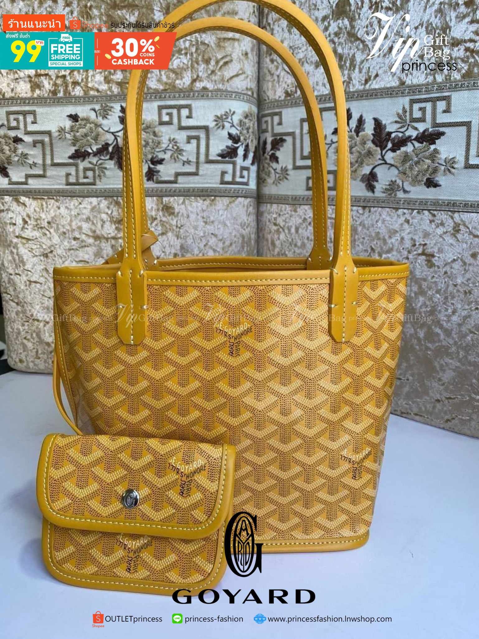 GOYARD ANJOU TOTE MINI กระเป๋าทรงโท้ตมินิ ขนาดกำลังน่ารัก แต่ภายในโล่งกว้าง ใส่ของได้เยอะพอสมควรเลยค่ะ ดีไซน์ทรงสวยน่าใช้ แค่ถือเก๋ๆ หรือคล้องไหล่มั่นๆ สวยได้ทุกลุคไปเลยจ้า
