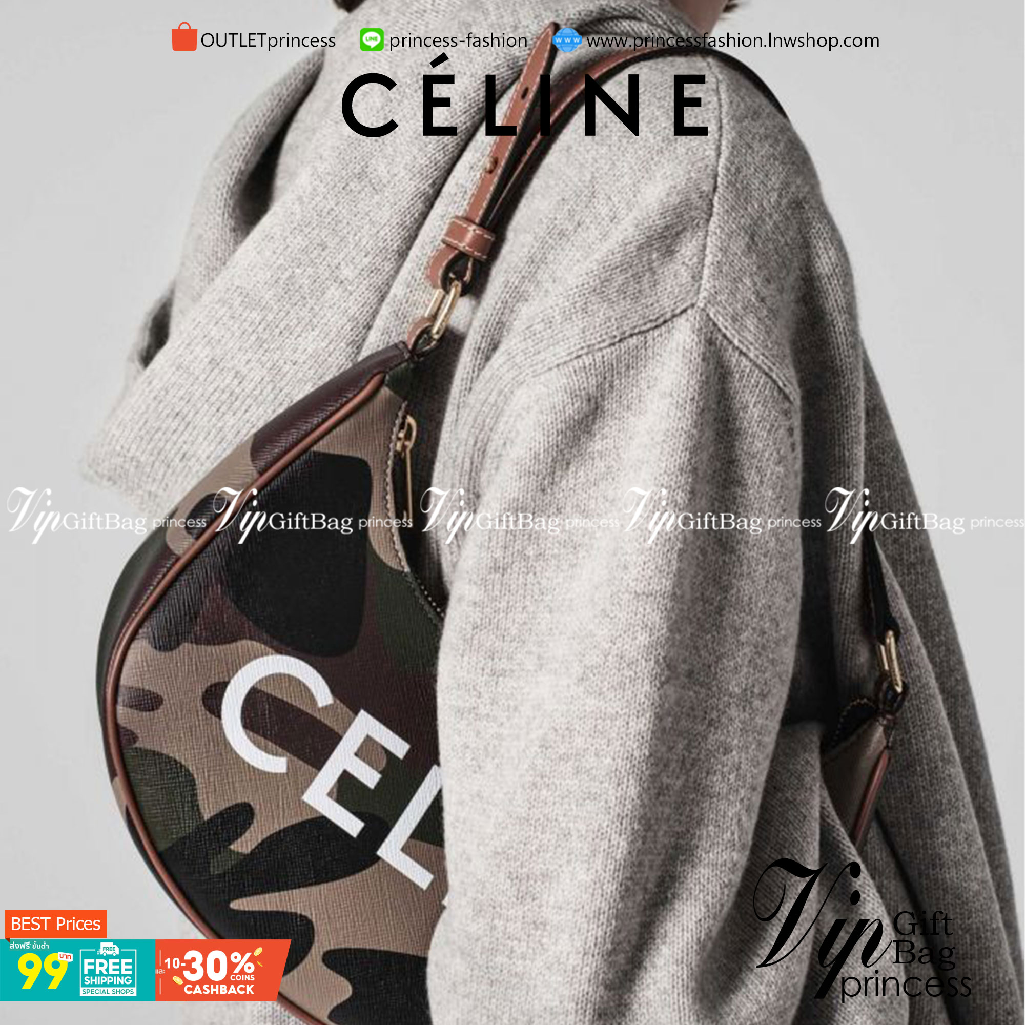 VIP 】Celine Ava Bag In Canvas With Camouflage And Celine Print รุ่นนี้ออกแนวสายลุยแต่ยังคงความคลาสสิกทั้งลายที่แสนโดดเด่น และสายแบบเข็มขัดก็เข้ากันได้ดีสุด ๆลวดลายcamo แบบสะดุดตา การใช้งานไม่ซับซ้อน ตอบโจทย์สำหรับหากสาว ๆ คนไหนที่กำลังมองหากระเป๋าสะพายไหล