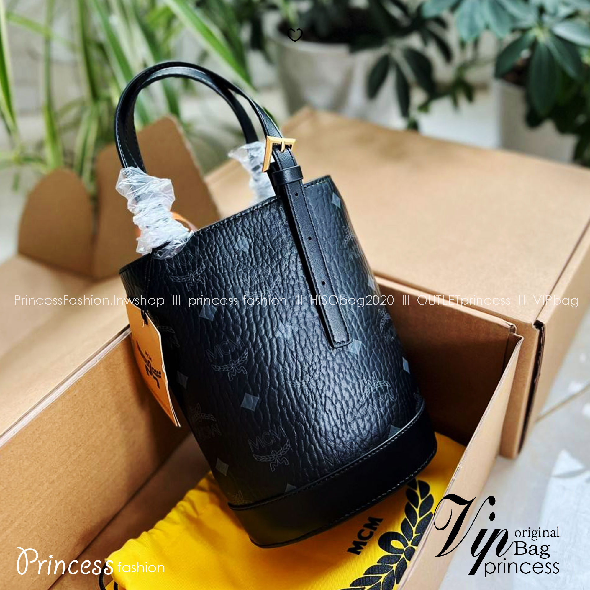 M.C.M AREN BUCKET TOTE IN VISETOS กระเป๋าทรงบัคเก็ต ขนาดกำลังสวย ไอเท็มใหม่ เกรดท็อปออริ 1:1 สลับแท้