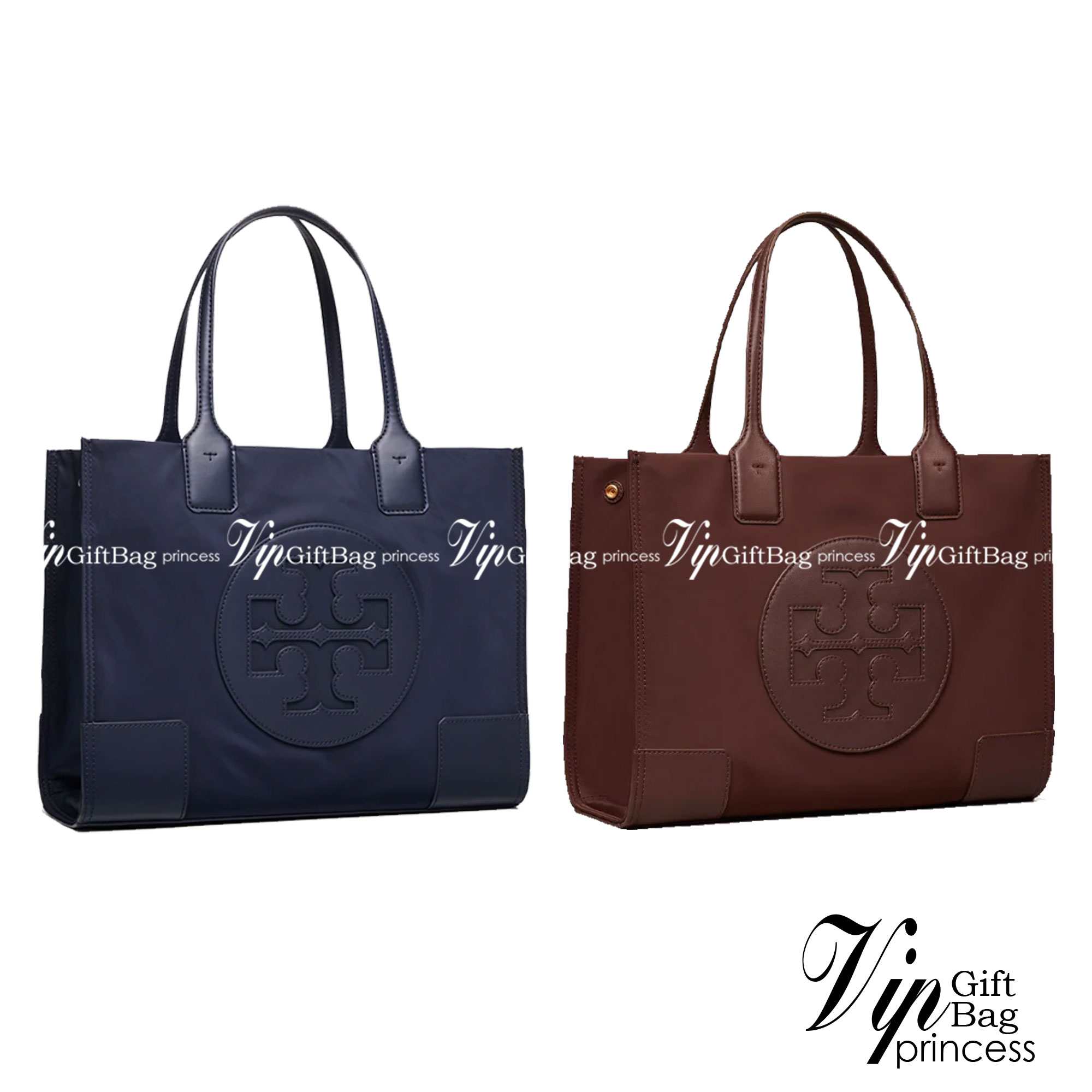 กระเป๋าทรงโท้ทใบใหญ่ TORY BURCH ELLA TOTE BAG วัสดุ NYLON ทั้งใบตัดด้วยหนังสีดำ แต่งโลโก้แบรนด์ด้านหน้า ด้านข้างมีกระดุม สามารถขยายทรงได้ ด้านในเปิดปิดด้วยกระดุมแม่เหล็กฝัง ช่องกว้างหลักหนึ่งช่องและช่องซิปอีกช่อง สามารถใส่แล็ปท็อปได้สบาย ใบใหญ่เว่อวัง ไอเ