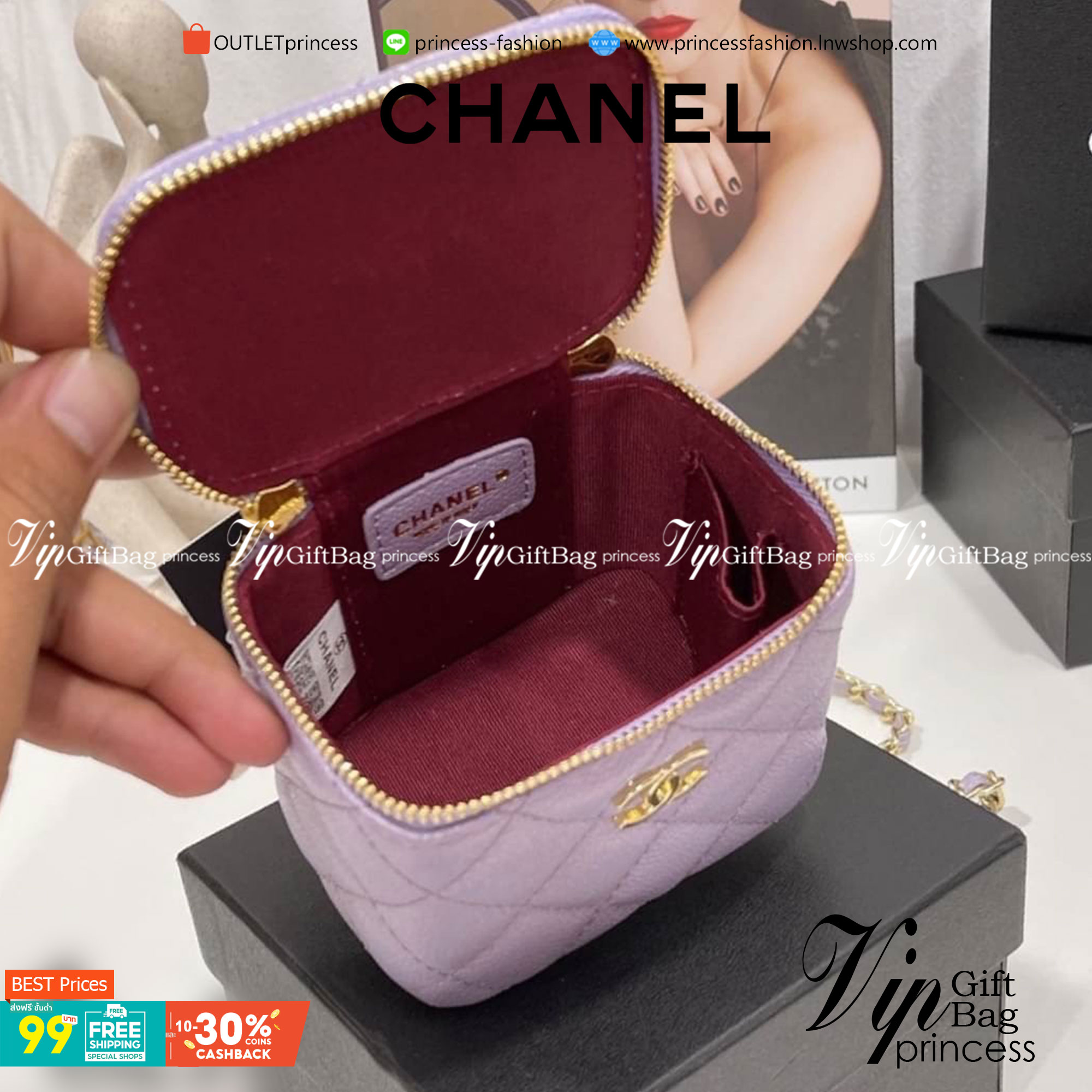 VIP 】CHANEL Box With Chain หนังคาเวียร์โทนสีพาสเทลน่ารัก รุ่นที่ดาราเซเลปใช้กันเยอะม๊ากกก สายโซ่ทองหรูหรา เหมาะมากสำหรับสาวๆ ชิคๆ พร้อมส่งที่ไทยที่นี่ที่เดียว