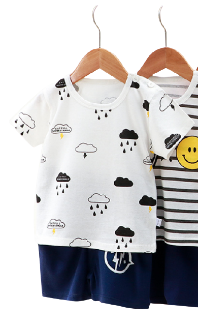 ชุดเสื้อยืดและกางเกงเด็กผ้าคอตตอนแท้ ใส่สบายไม่ร้อน ชุดเด็ก 6 เดือน - 7 ขวบ