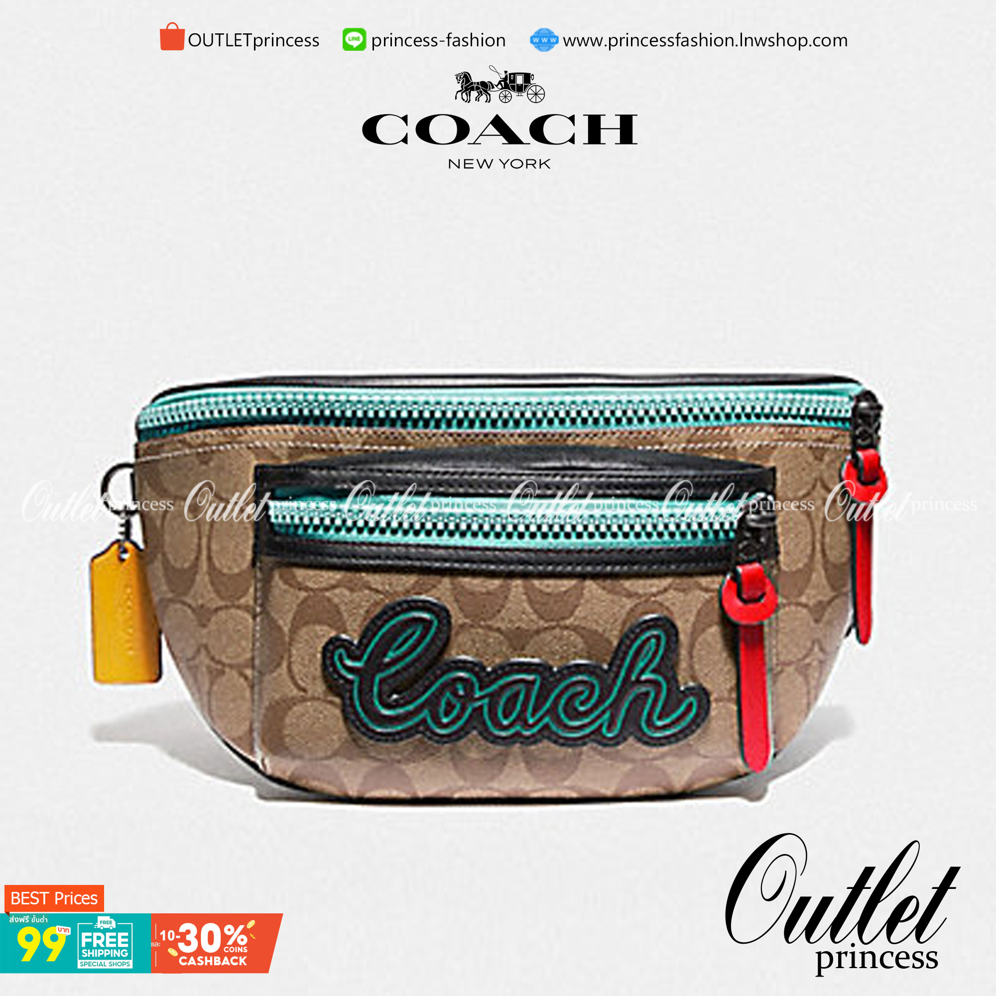 COACH F72931 TERRAIN BELT BAG IN SIGNATURE CANVAS กระเป๋าคาดอก ดีไซน์สุดเท่ มองยังไงก็ไม่มีเบื่อ ด้วยรูปลักษณ์ และความคลาสสิค ผสานกันอย่างลงตัว วัสดุหนังแคนวาสสลับหนังแท้ มีช่องซิปแบ่งเป็นสัดส่วน ด้านหลังบุนวมและมีช่องซิปไปอีก!! ภายในโล่งกว้าง ใส่กระเป๋าส