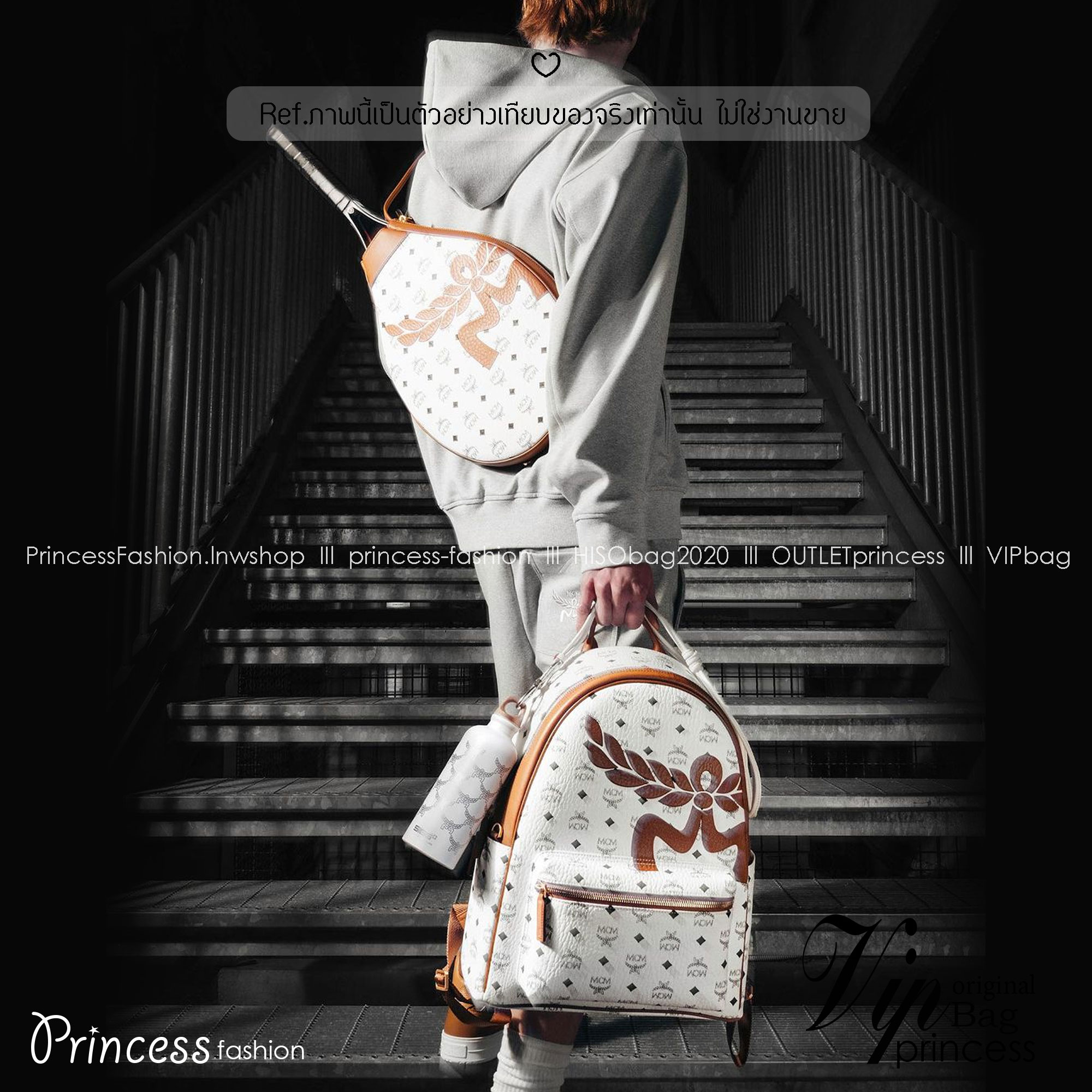 ORI | M.C.M Stark Visetos Canvas Backpack White กระเป๋าเป้คอลใหม่ ดีไซน์โลโก้ด้านหน้าสวยหรูโดดเด่น Best seller Unisex ของงานเป้จริงๆ ใช้ได้ทั้งหนุ่มๆและสาวๆ