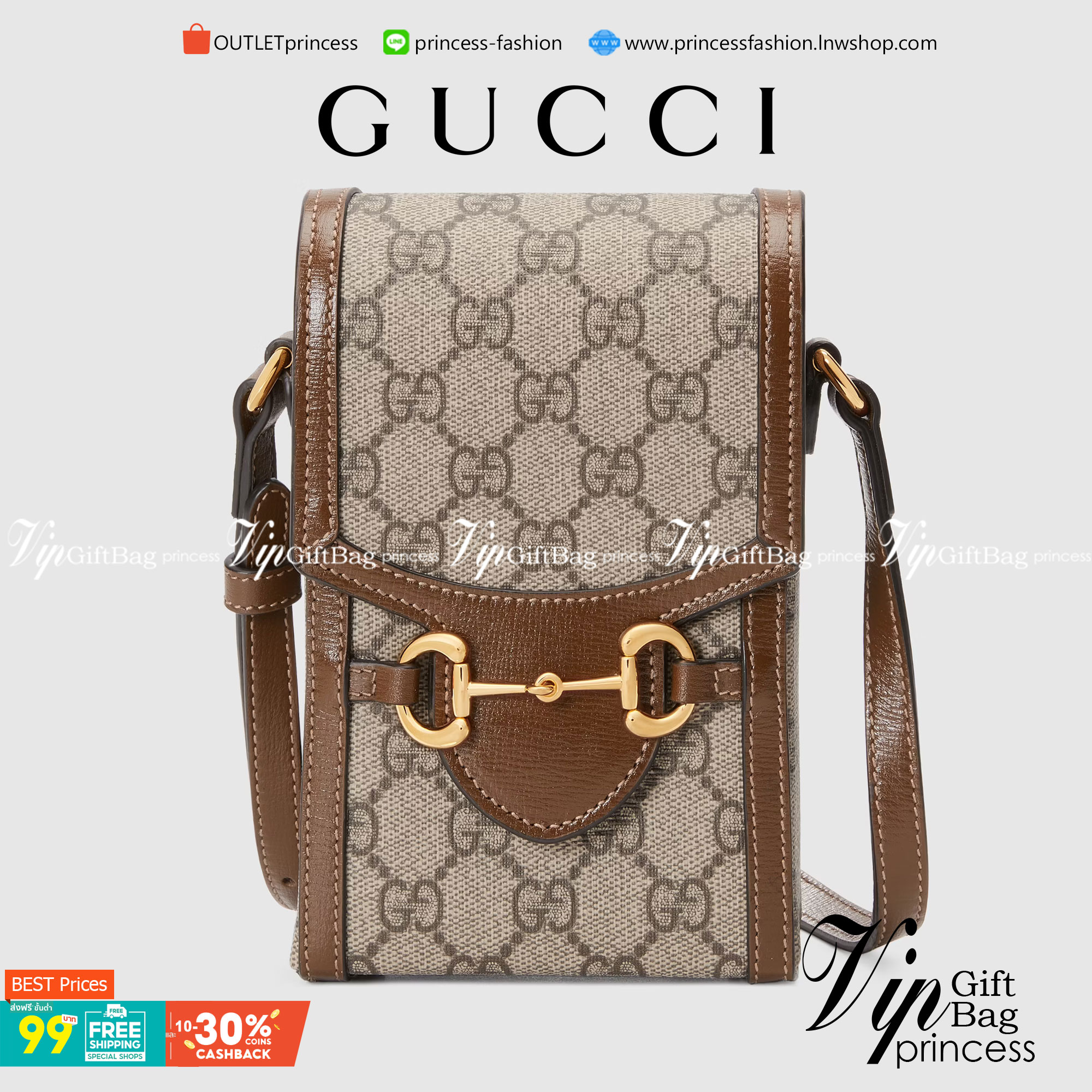 VIP GIFT 】หนังแท้ GUCCI Horsebit 1955 mini bag กระเป๋าสะพาย กระเป๋าใส่โทรศัพท์ งานแฟชั่นคลาสสิก ขอบหนังวัวแท้สีน้ำตาล อะไหล่สวย ดีไซต์สัญลักษณ์วงแหวนตามแบบฉบับ GUCCI มาพร้อมกล่องแบรนด์และสายสะพายยาวที่สามารถปรับระดับได้ พร้อมส่งให้สะพาย สวยๆ กันแล้ววันนี้
