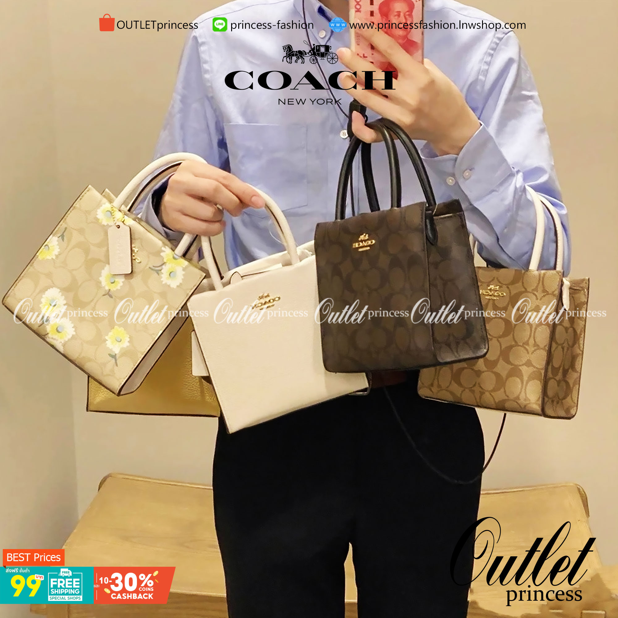 COACH MINI CALLY CROSSBODY IN SIGNATURE ((3599, 2184, 5693, 2134, 2183)) พร้อมส่งที่ไทยทันที! กระเป๋าสะพายครอสบอดี้ร์ กระเป๋าครอสบอดี้โท้ทมินิไซส์ รุ่นใหม่สุดฮอต!! ใบจริงคือน่ารักม้ากกกก!! สวยอยู่ทรง น่ารักน่าใช้ ทรงTote ปากกระเป๋าเปิดปิดแบบแม่เหล็ก ภายใน