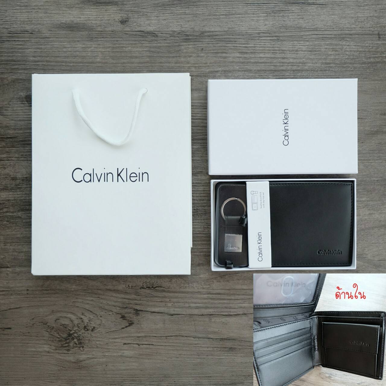 Calvin Klein Leather Bookfold with Key Fob Set กระเป๋าสตางค์ใบสั้น Set สุดคุ้มมอบให้เป็นของขวัญ หรือใช้เองก็แนะนำค่ะ