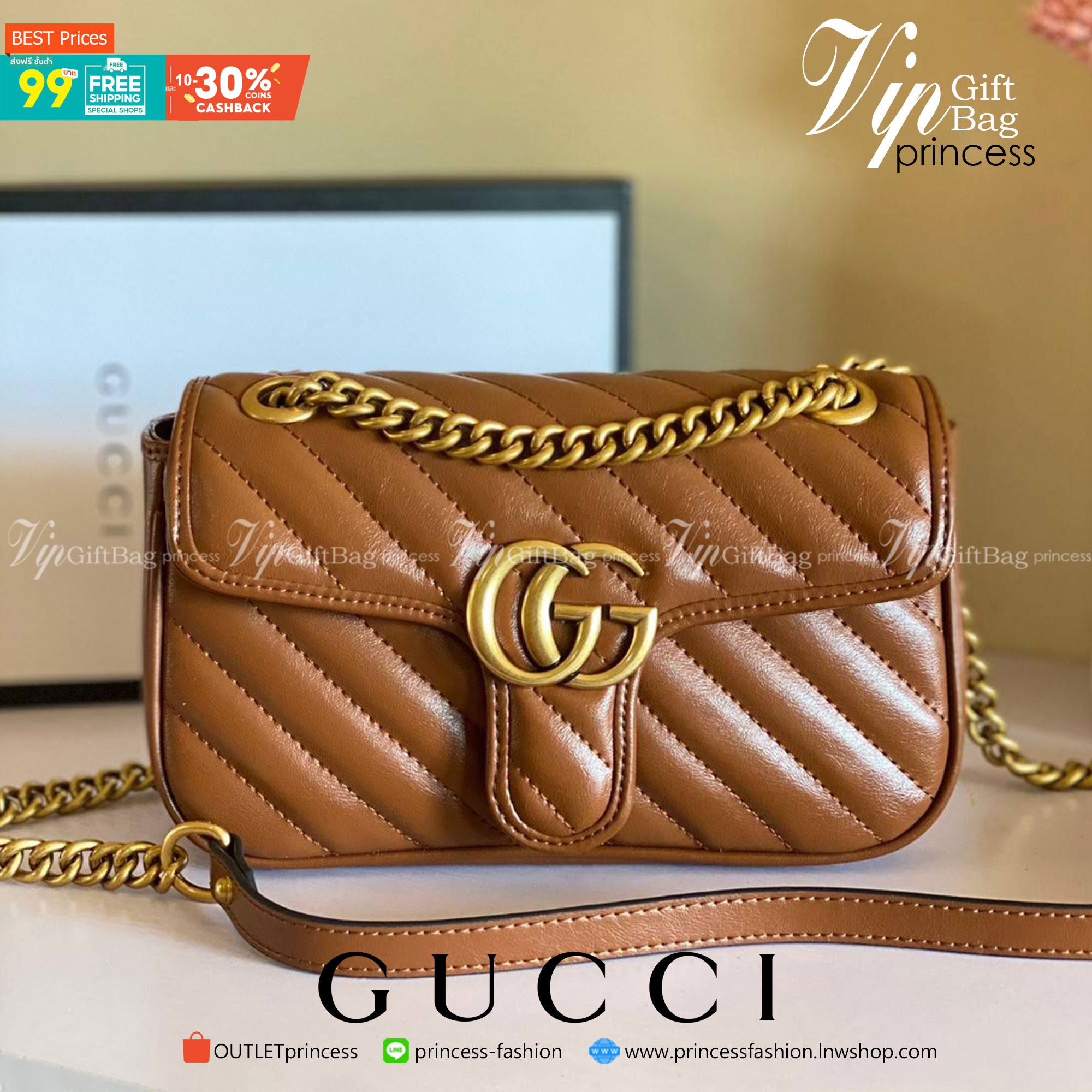VIP GIFTbag 】GUCCI GG Marmont small brown leather shoulder bag ราคานี้หนังแท้คือคุ้มมากเลยค่าสาวๆ ต้องจัดแล้วน้าา ยกระดับความหรูให้กับตัวเองกันหน่อย ด้วยกระเป๋ารุ่นนี้!! ครอสบอดี้ที่ดีไซน์หรู อัพเลเวล ในราคาที่จับต้องได้ พร้อมเสิร์ฟความสวยตรงถึงบ้านแล้วจ้