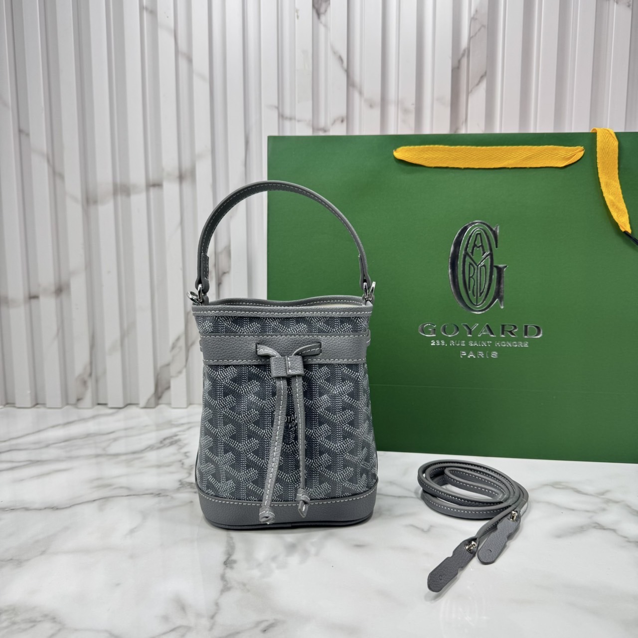 RI หนังแท้ | Goyard Petit Flot Mini bucket bag กระเป๋าสะพายทรงบัคเก็ต ไซส์มินิ ดูผู้ดีในตัว วัสดุหนังแคนวาสพิมพ์ลายสวยคม