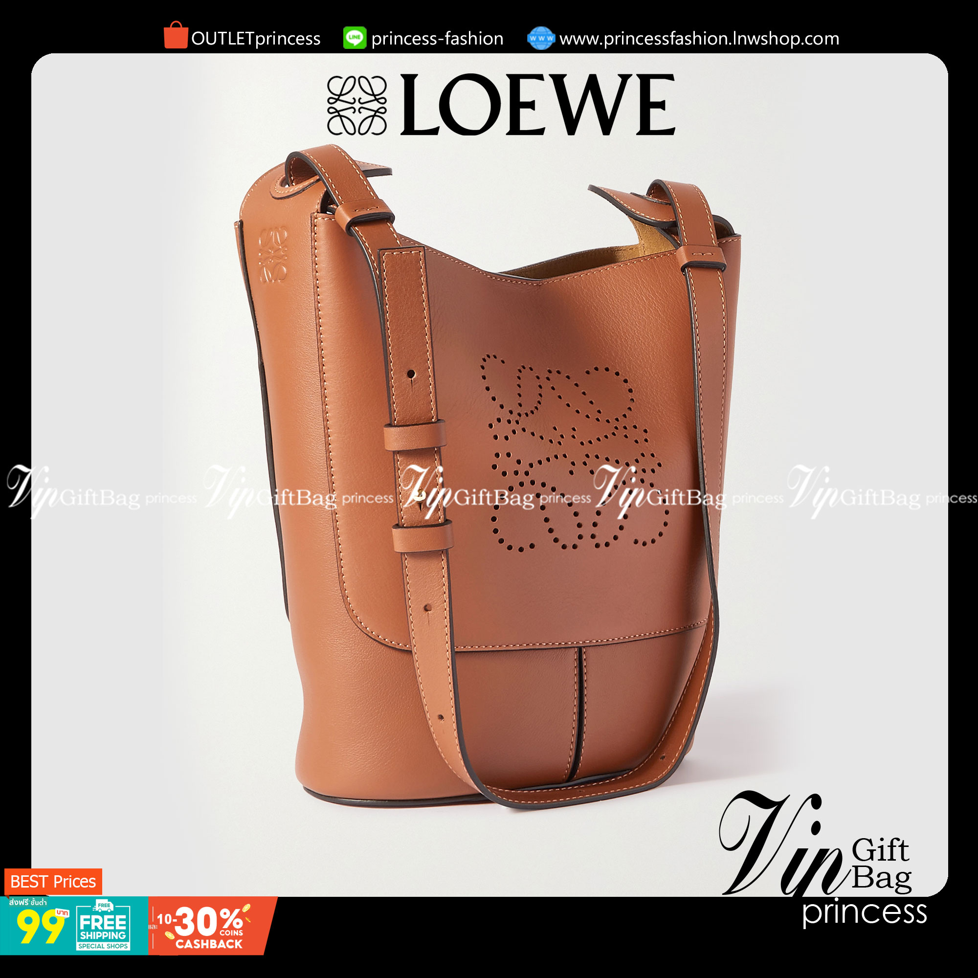 พร้อมส่งความสวย! Super Rare! ห้ามพลาด! LOEWE HOBO LEATHER SHOULDER BAG VIP GIFT WITH PURCHASE (GWP) กระเป๋าหนังแท้พรีเมี่ยมกิ๊ฟ Limited Edition จาก LOEWE PERFUME DUTYFREE รุ่น Rare items วัสดุหนังแท้ Lambskin หนังนิ่มสวยดีไซน์หรูด้านหน้าฉลุโลโก้ Loewe Ana