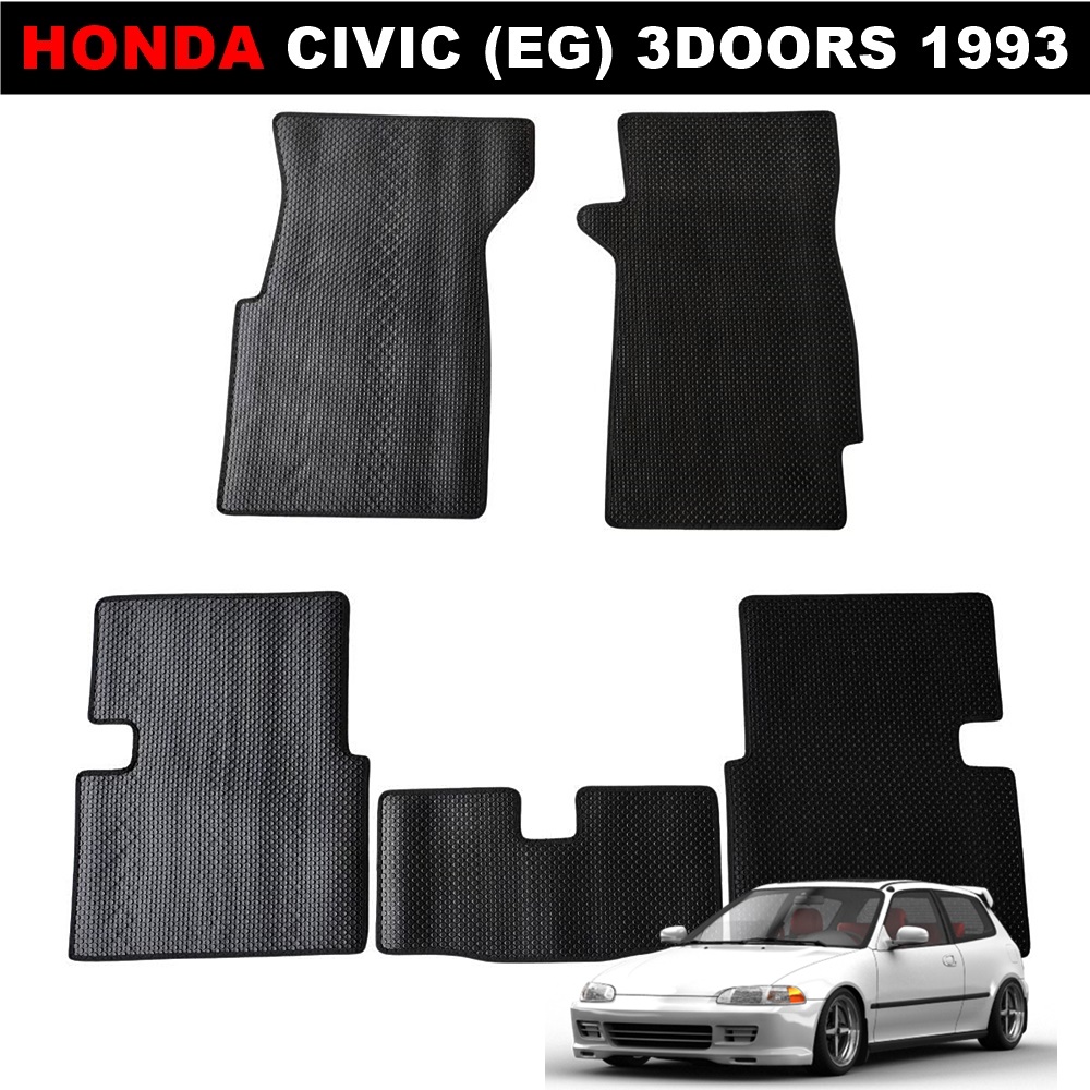 ยางปูพื้นรถยนต์ HONDA CIVIC (EG) Doors 1993 พรมกระดุมเม็ดเล็ก ซีวิค สีดำ เข้ารูป ตรงรุ่นรถ (พร้อมส่ง)