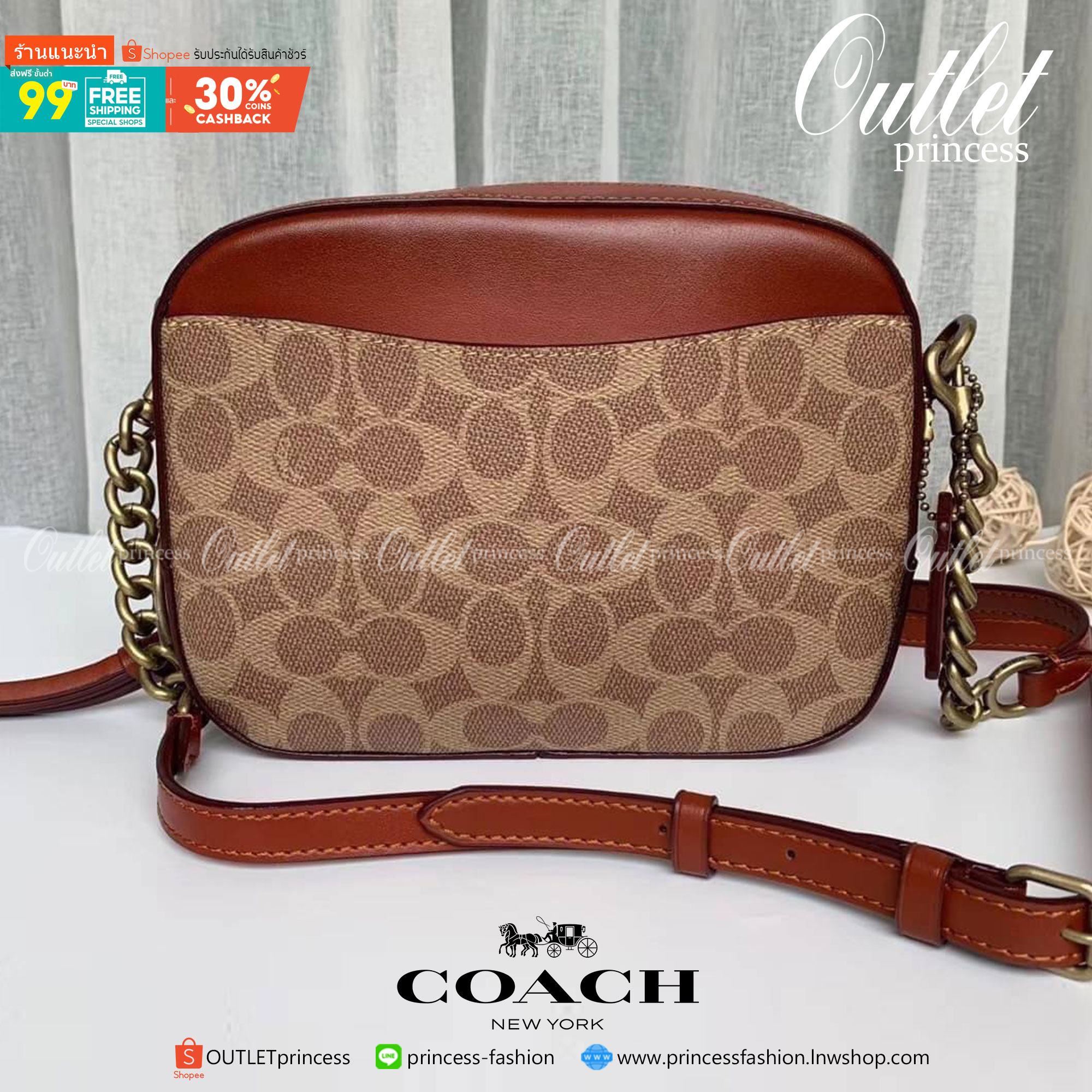 ของแท้ Coach Camera Bag In Signature Canvas