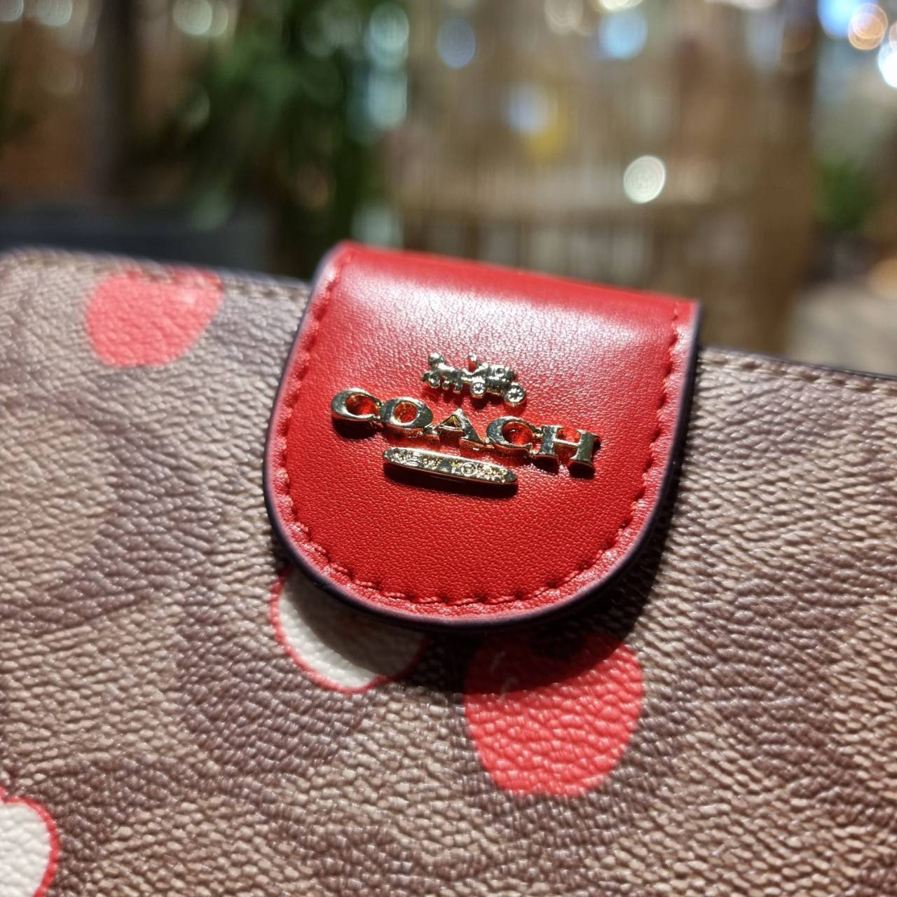 COACH C4117 MEDIUM CORNER ZIP WALLET IN SIGNATURE CANVAS WITH APPLE PRINT ดีไซน์ใหม่ล่าสุด!! คอลเลคชั่นลายพริ้นท์แอปเปิ้ลแดงโดดเด่นบนพื้นลายซิกเนเจอร์ เพิ่มลูกเล่นให้กระเป๋าสตางค์ของคุณ กระเป๋าสตางค์ใบกลาง ขนาดกำลังเหมาะมือ วัสดุหนังแคนวาส ดูแลรักษาง่าย ม