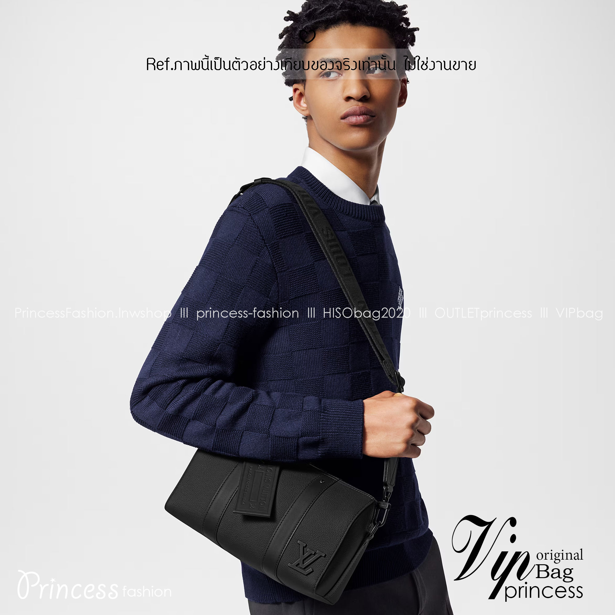 สลับแท้ LV City Keepall Bag 27cm กระเป๋าสะพายทรงหมอนสุดไอคอนิก หนังแท้ Aerogram สีดำคลาสสิก โดดเด่นด้วยโลโก้ LV โลหะสีดำสะท้อนเอกลักษณ์เรียบง่าย หรูหราร่วมสมัยอย่างลงตัว