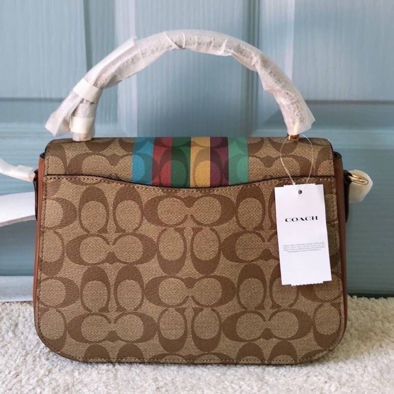 COACH MARLIE TOP HANDLE SATCHEL IN SIGNATURE CANVAS WITH STRIPE (COACH C5644)
