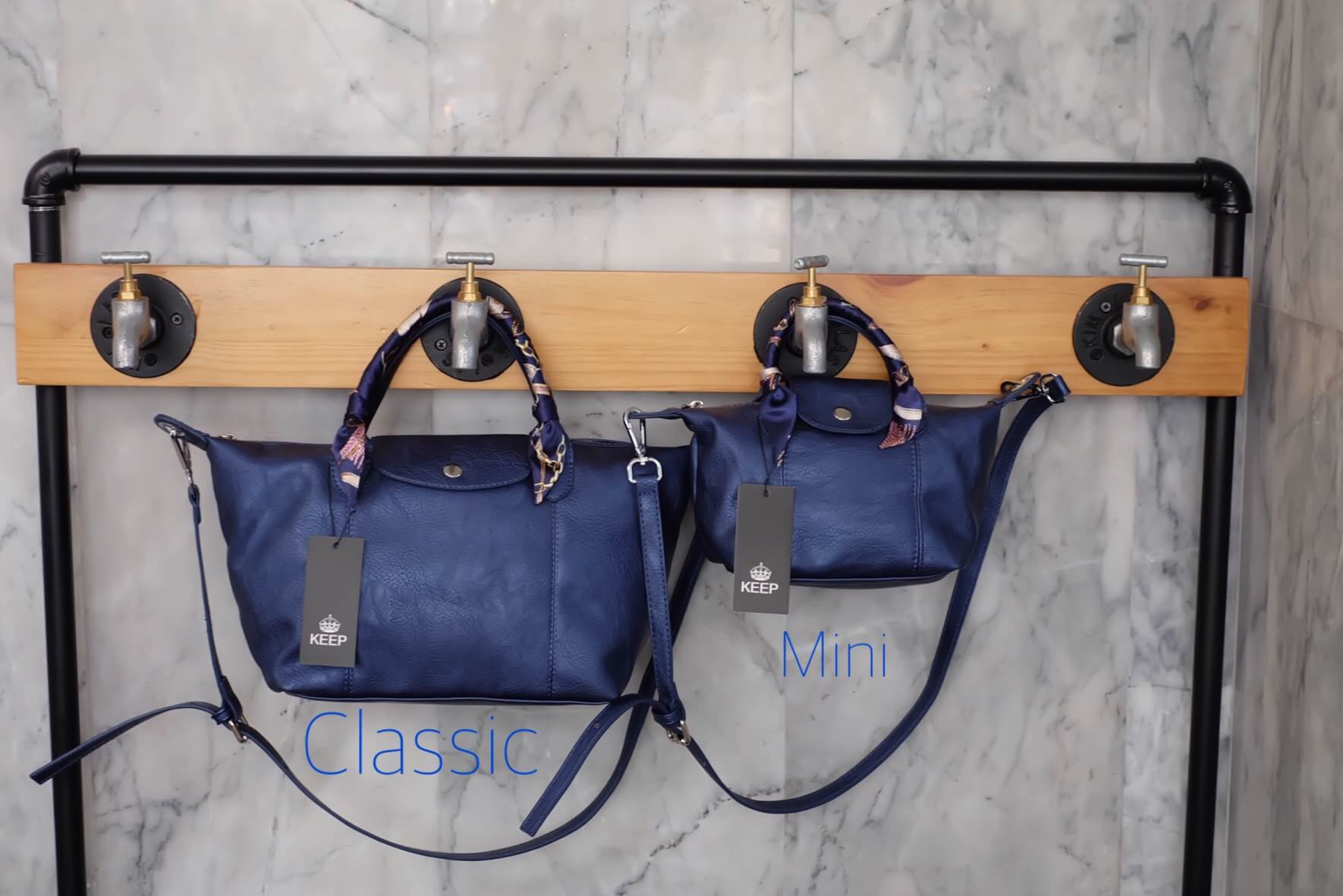 สีมาใหม่ค่า 💙 New arrival! KEEP ทรง longchamp รุ่น Duo Sister - สี Glitter blue ตัวกระเป๋าหนังแกะสังเคราะห์ ลายหนังสวยมากๆคะ นิ่ม สุดๆ รุ่นนี้ จะมี 2 ขนาด คือ mini และ basic ไซด์