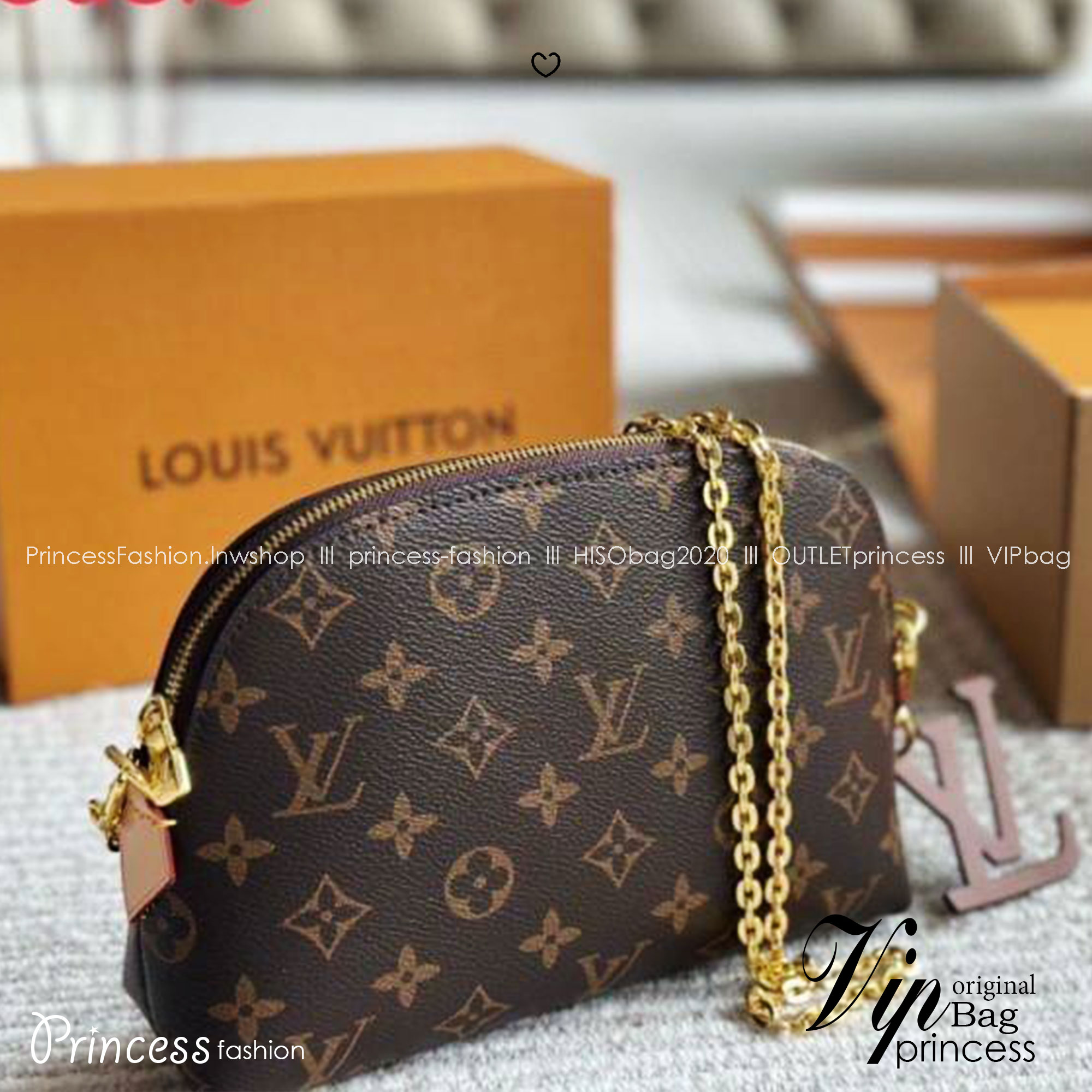 LV Cosmetic Pouch On Chain Monogram Bag กระเป๋าเครื่องสำอางค์พร้อมสายสะพายโซ่อะไหล่ทองเงางาม ใบเล็กกะทัดรัด ใช้ในวันสบายๆ หรือถือในงานทางการได้ สวยหรูดูแพงค่า