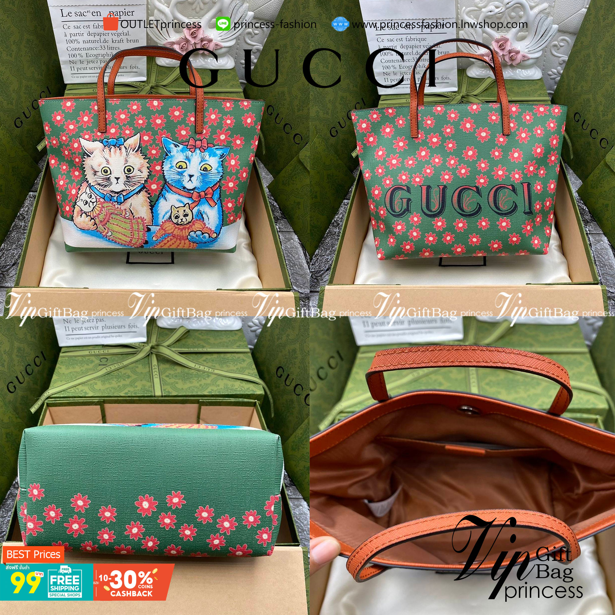 VIP 】Animal-Friendly Gucci Kid GG Supreme Tote Bag งานหนังแท้ทรงตั้งสวย ขนาดกะทัดรัด จุของได้เยอะ ใช้ได้ทั้งเด็กและผู้ใหญ่ น่ารักมากค่ะ **ขายดีตลอดกาล**