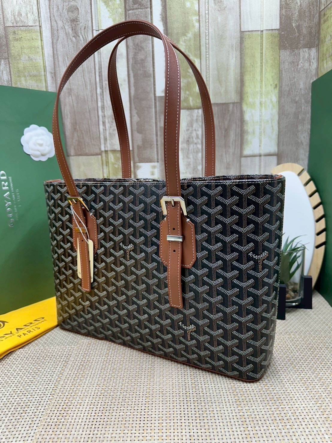 7 สี ORI หนังแท้ | GOYARD Goyardine Sac Marie Galante 35cm / Goyard Tote Bag กระเป๋าสะพายทรงโท้ท พร้อมหูจับใช้งานง่าย ภายในโล่งกว้าง หรูหราลงตัว