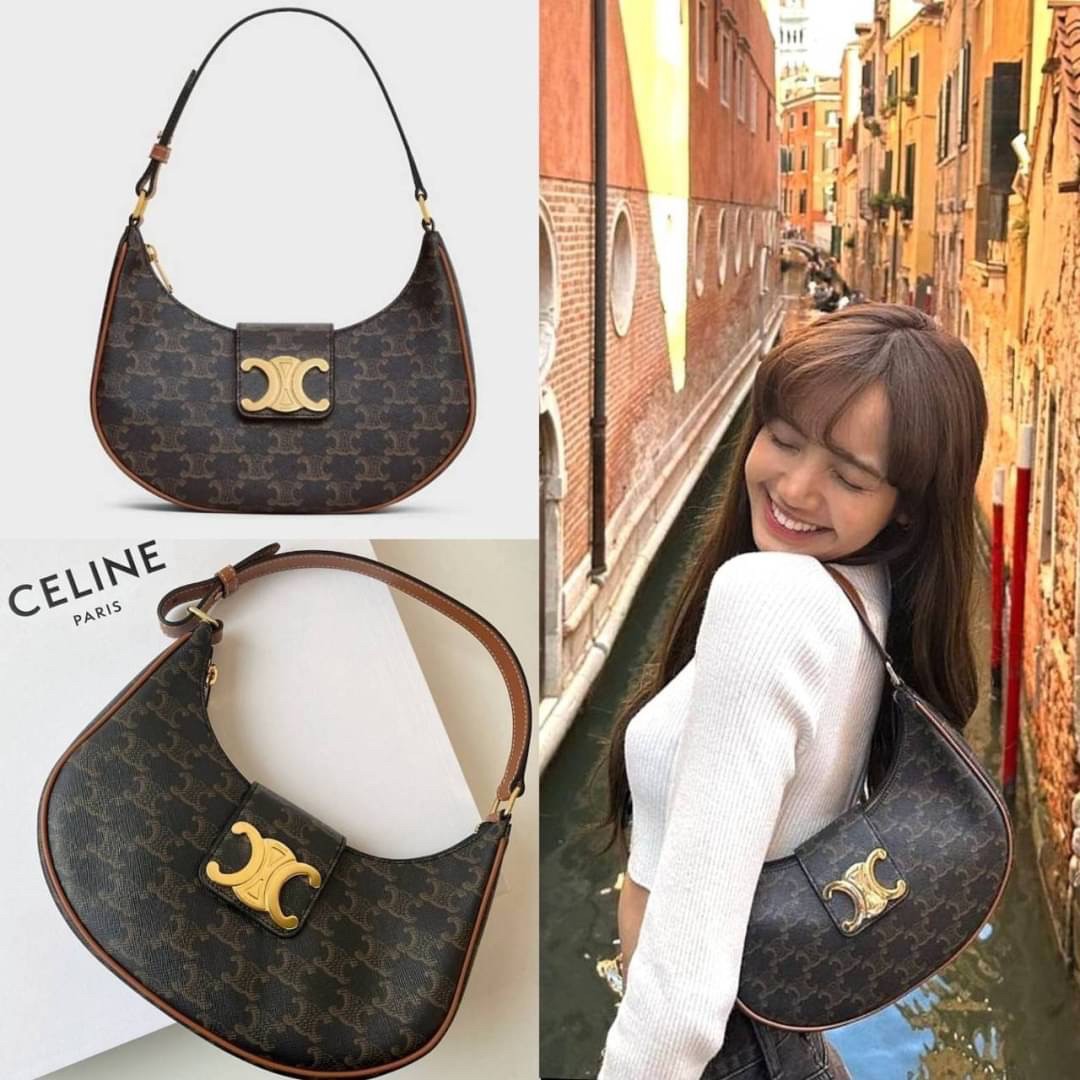 CELINE AVA TRIOMPHE SOFT BAG IN TRIOMPHE CANVAS AND CALFSKIN / CELINE SHOULDER BAG วัสดุ TRIOMPHE CANVAS รุ่นใหม่ล่าสุดดีไซน์สวยหรู หนังสวยอยู่ทรง ภายในโล่งกว้าง