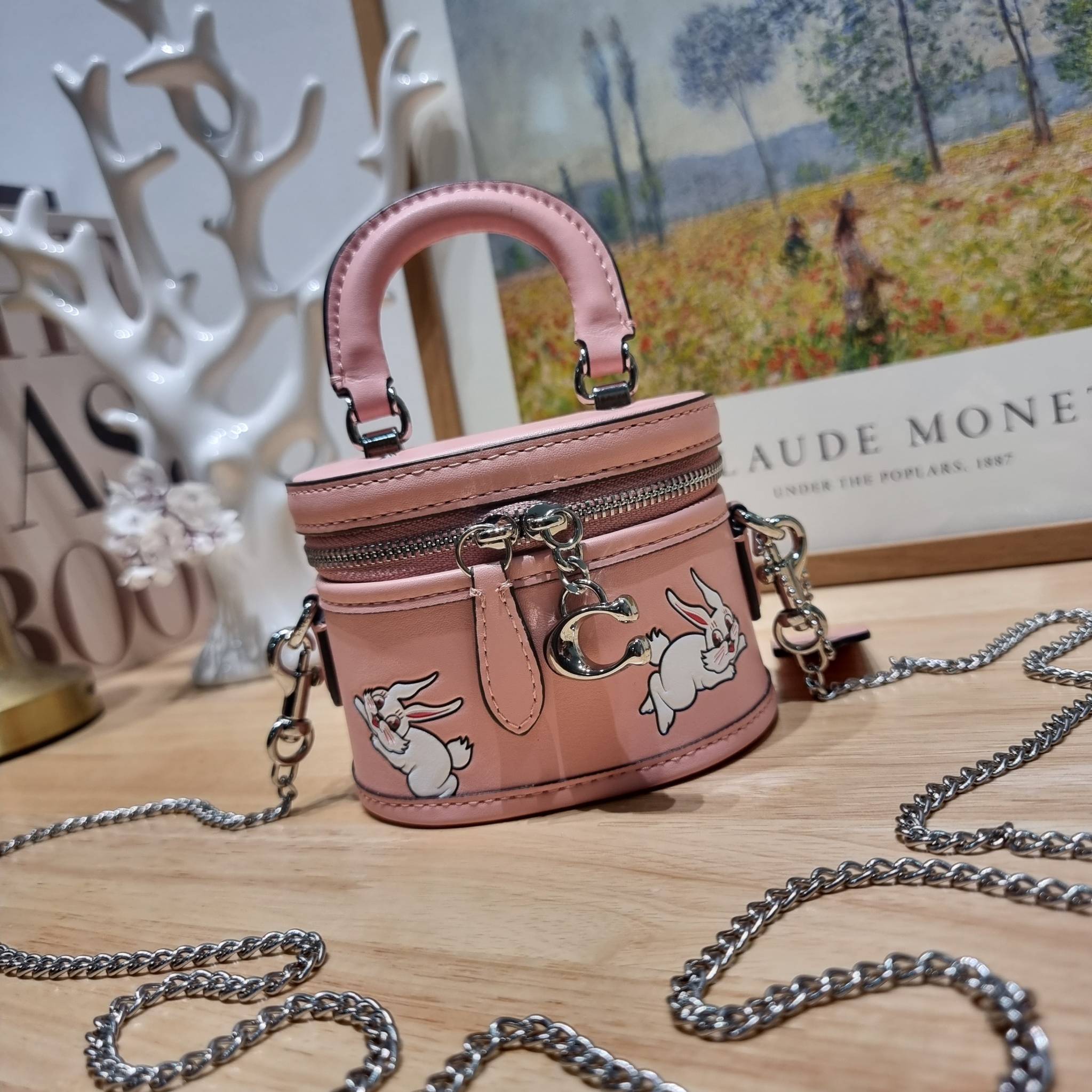 COACH TRAIL CROSSBODY 12 WITH RABBIT PRINT CN596 พร้อมส่ง กระเป๋าสะพายทรงกล่องทรงโค้ง น่ารักสุดฮิต โดดเด่นด้วยน้องกระต่าย และอะไหล่ตัวซีที่หัวซิป ใช้งานสะดวก