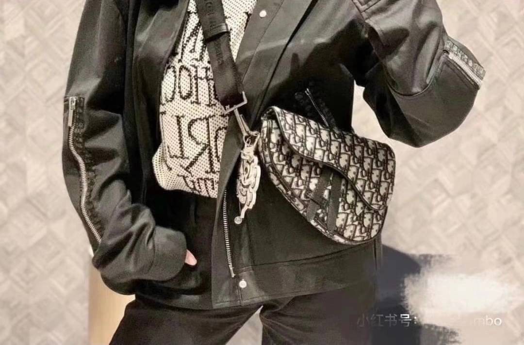 CHRISTIAN DIOR BEIGE AND OBLIQUE MINI SADDLE BAG / Dior Men Bag เกรดใช้งานสลับของแท้ เกรดออริจินอล ภาพสินค้าถ่ายจากงานขายจริง ใช้งานต่างประเทศได้