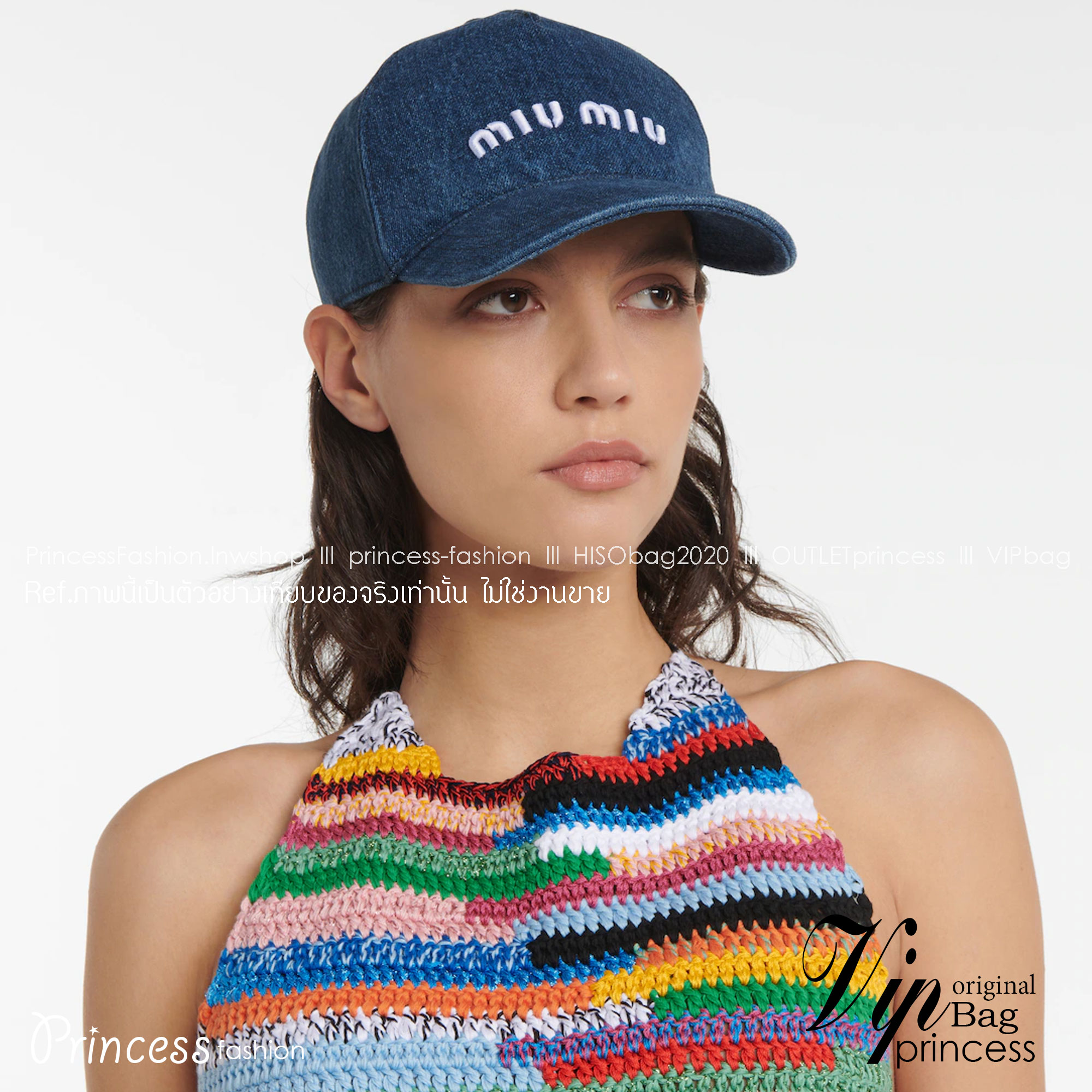 MIU MIU Denim baseball cap / MIU MIU Cap "ของมันต้องมี" หมวกงานคุณภาพที่สุด เกรดท็อปออริ เดนิมสุดคลาสสิก ใช้งานต่างประเทศได้