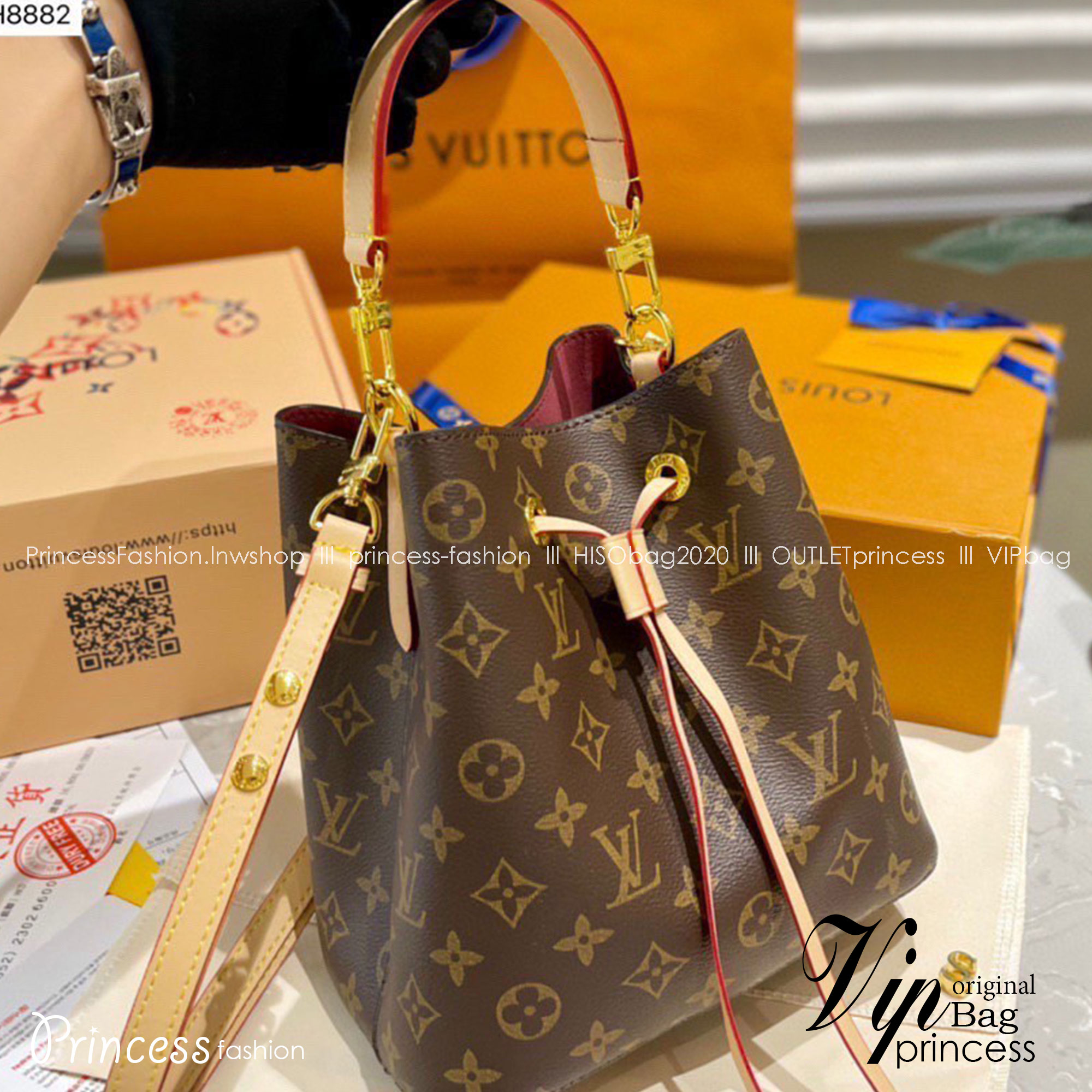 LV Neonoe Monogram Canvas Luxury Leather Handbag / LV Bucket Bag 9" พร้อมส่ง 3 สี กระเป๋าสะพายทรงบัคเก็ตโดดเด่นและเป็นเอกลักษณ์ด้วยการตกแต่งลายพิมพ์เฉพาะ อีกหนึ่งรุ่นท็อปฮิต ที่ไม่มีไม่ได้จริงๆ