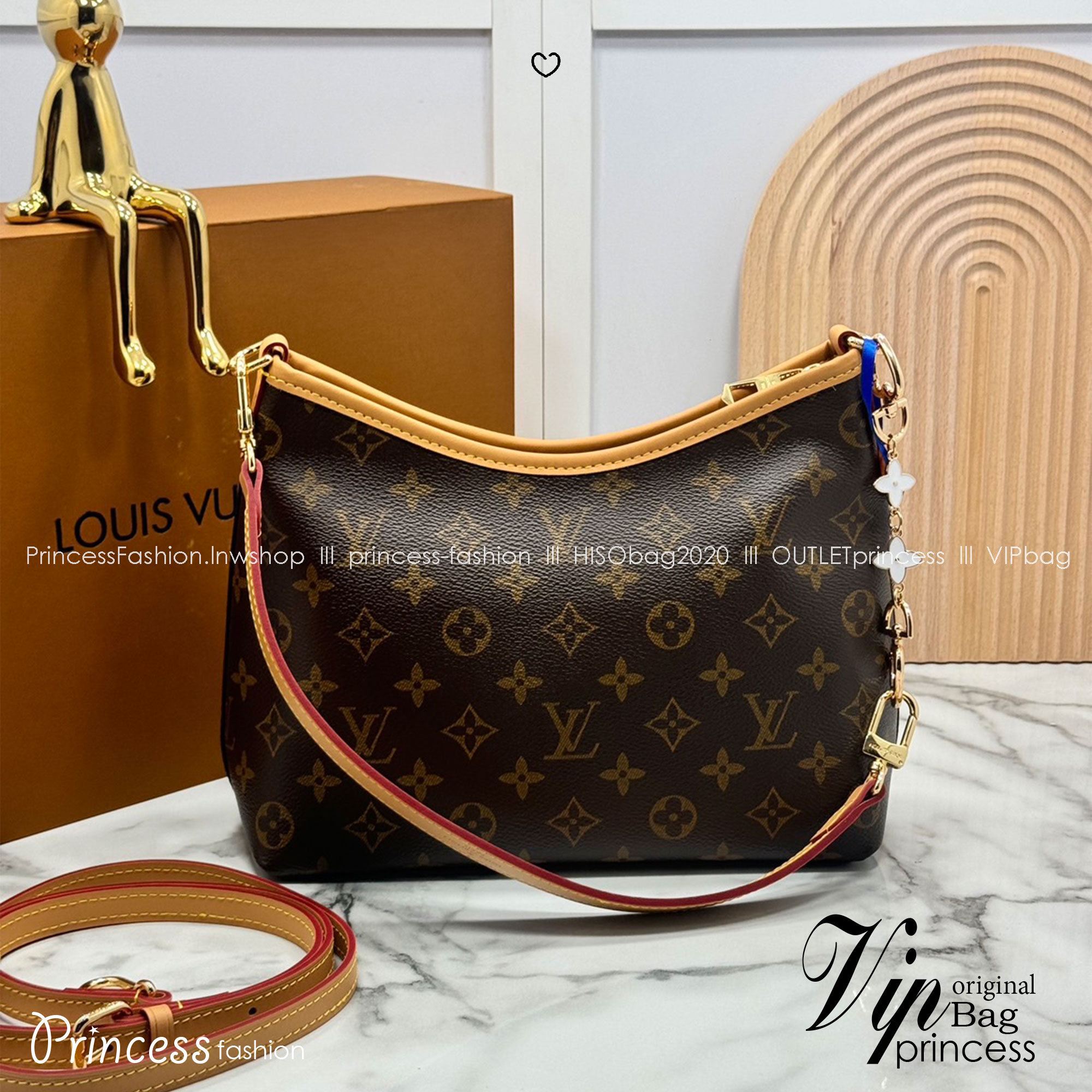 ORI หนังแท้ | LV CarryAll Monogram canvas 25cm กระเป๋าสะพายแครี่ออลรุ่นใหม่ ขนาดกำลังสวย ดีไซน์เรียบหรู มาพร้อมห่วงโซ่หัวใจห้อยสุดคิ้ว และสายสะพายแยกถอดได้ สวยหรูคลาสสิก