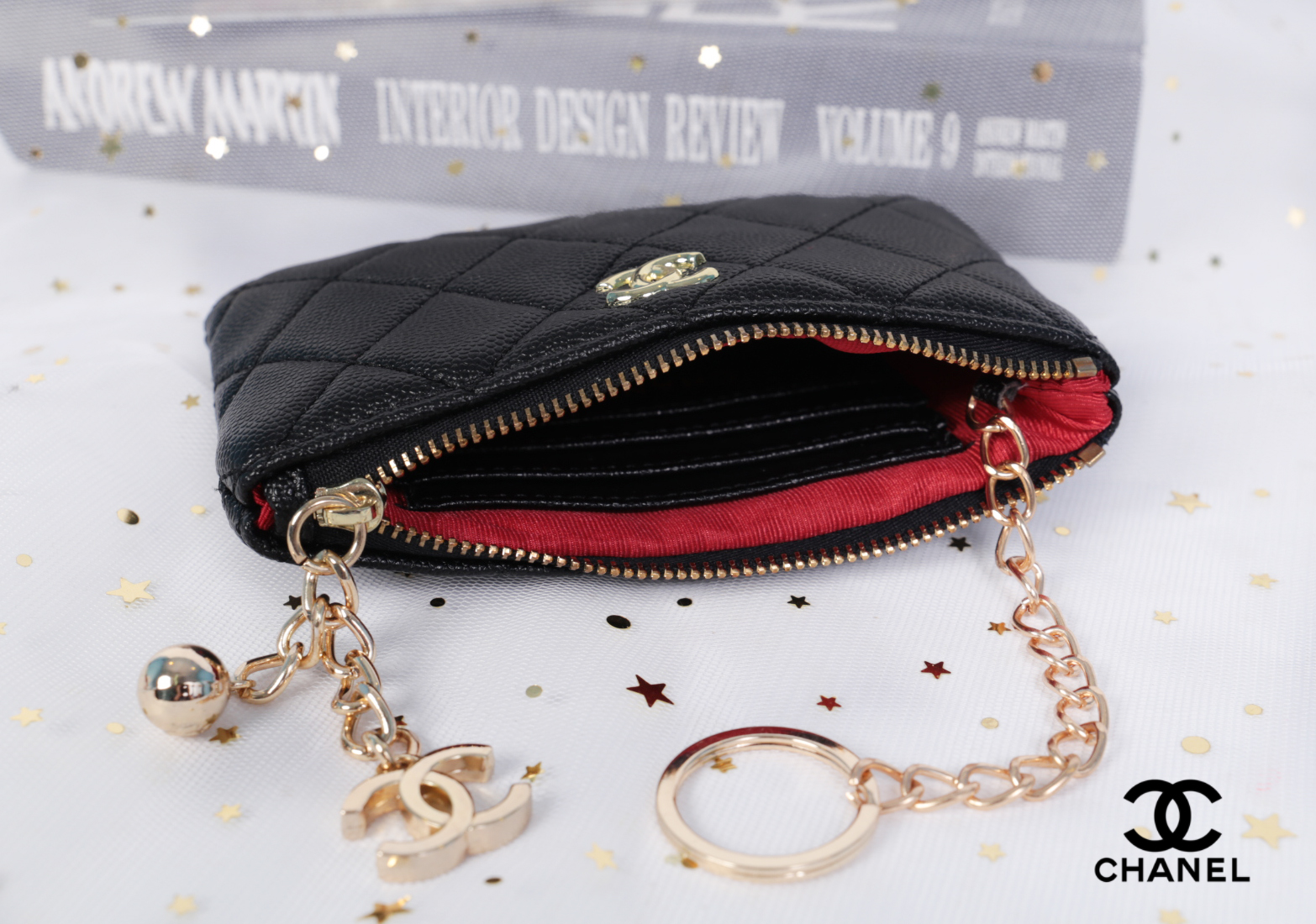 CHANEL Wallet Coin Pouch New / chanel o case black caviar สวยหรู ดูแพง น่าใช้มากค่ะ พร้อมสายโซ่สำหรับห้อยพวงกุญเเจ อะไหล่ทองทั้งใบ