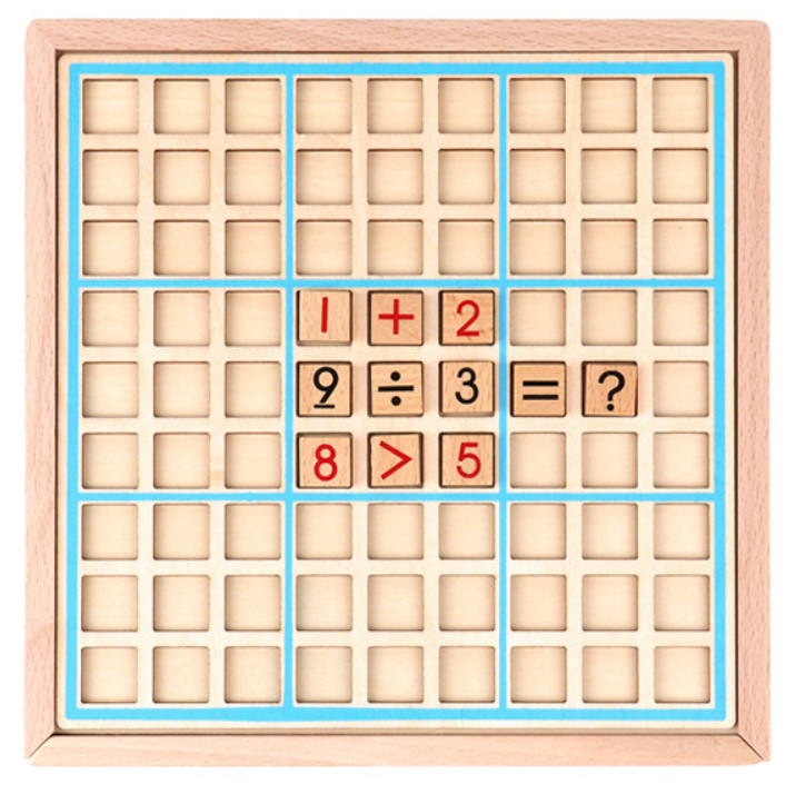 ซูโดกุไม้พร้อมลิ้นชักเก็บตัวเล่น กระดานขนาด9x9 แบบเต็มรูปแบบ