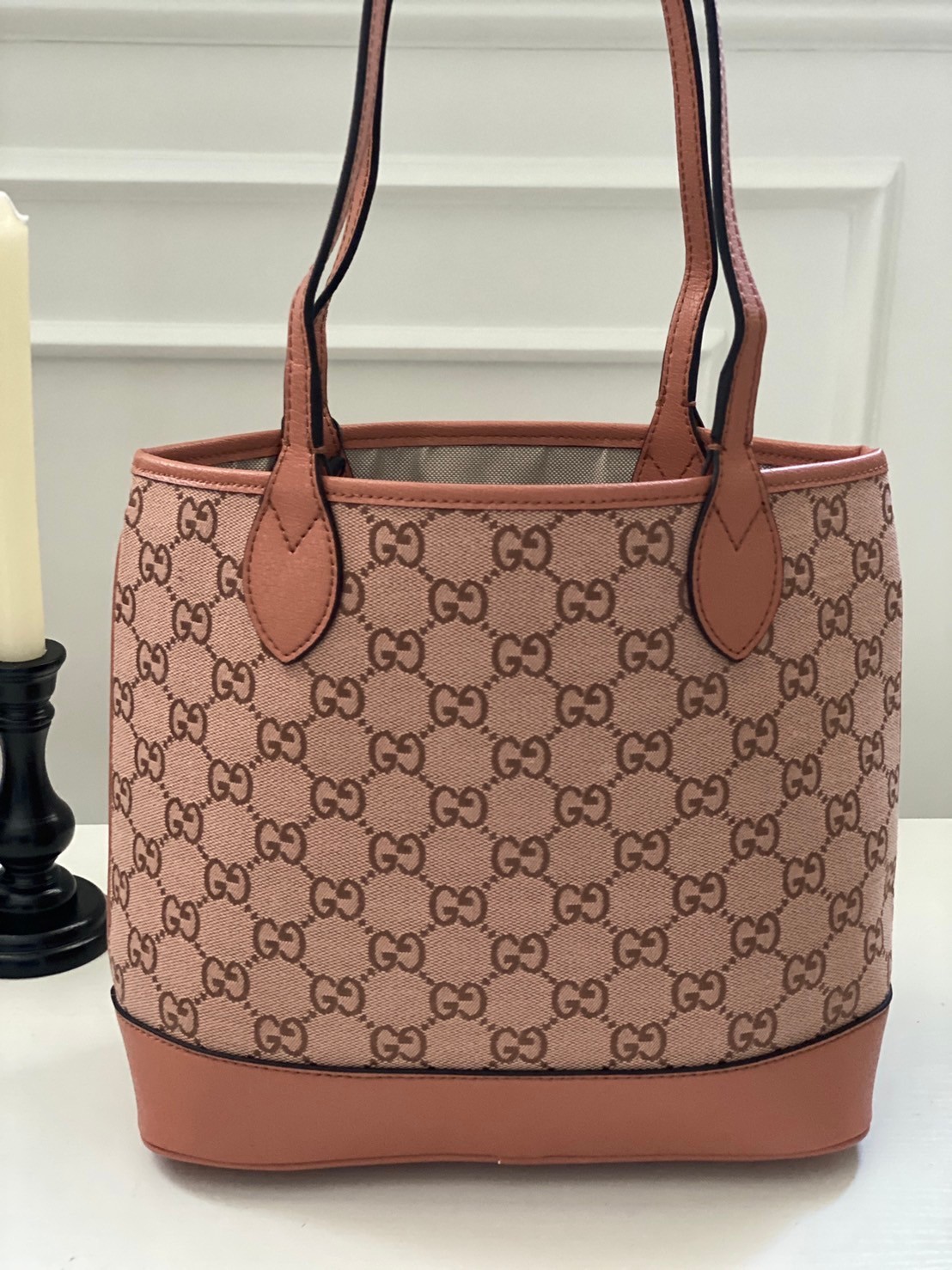 GUCCI TOTE BAG / GUCCI OPHIDIA SMALL GG TOTE BAG in Pink เกรดออริ สลับแท้ (พร้อมส่งที่ไทย) ใช้งานต่างประเทศได้ หนังสวยลายพิมพ์คมชัด ภาพถ่ายจากงานจริง กระเป๋าทรงโท้ท สีใหม่ ชมพูพาสเทล