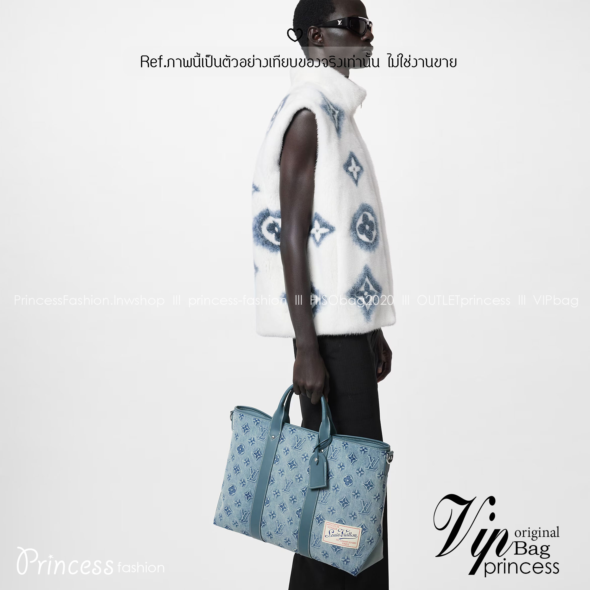 LV Weekend Tote NM Bag Monogram Washed Denim canvas กระเป๋าถือใบใหญ่พร้อมสายสะพาย ทรงโท้ทเดนิมลายโมโนแกรมปั้มนูน 🤍 สินค้าเกรดออริจินอล