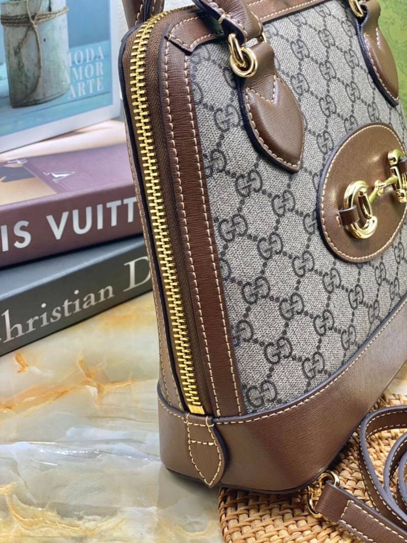 VIP GIFT 】หนังแท้ GUCCI Horsebit 1955 small top handle bag