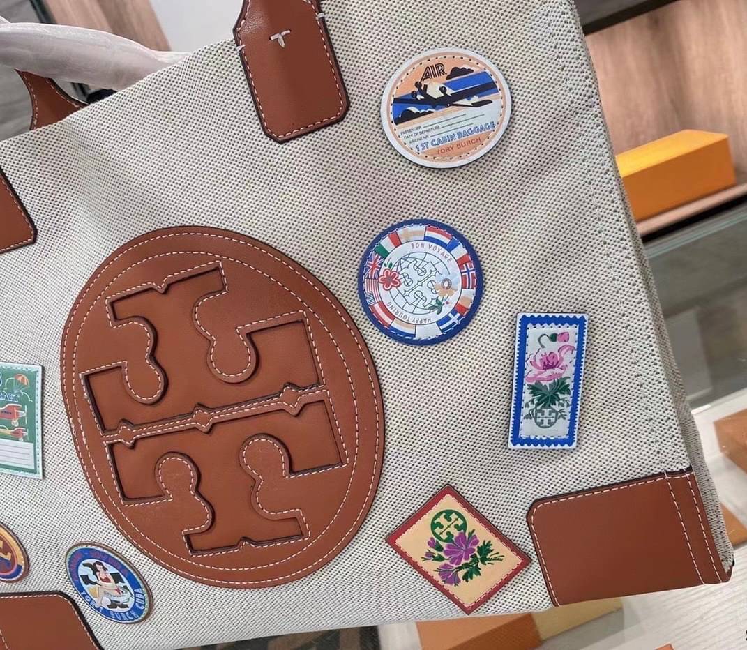 Tory Burch Canvas and Metallic Tote Bag 16”