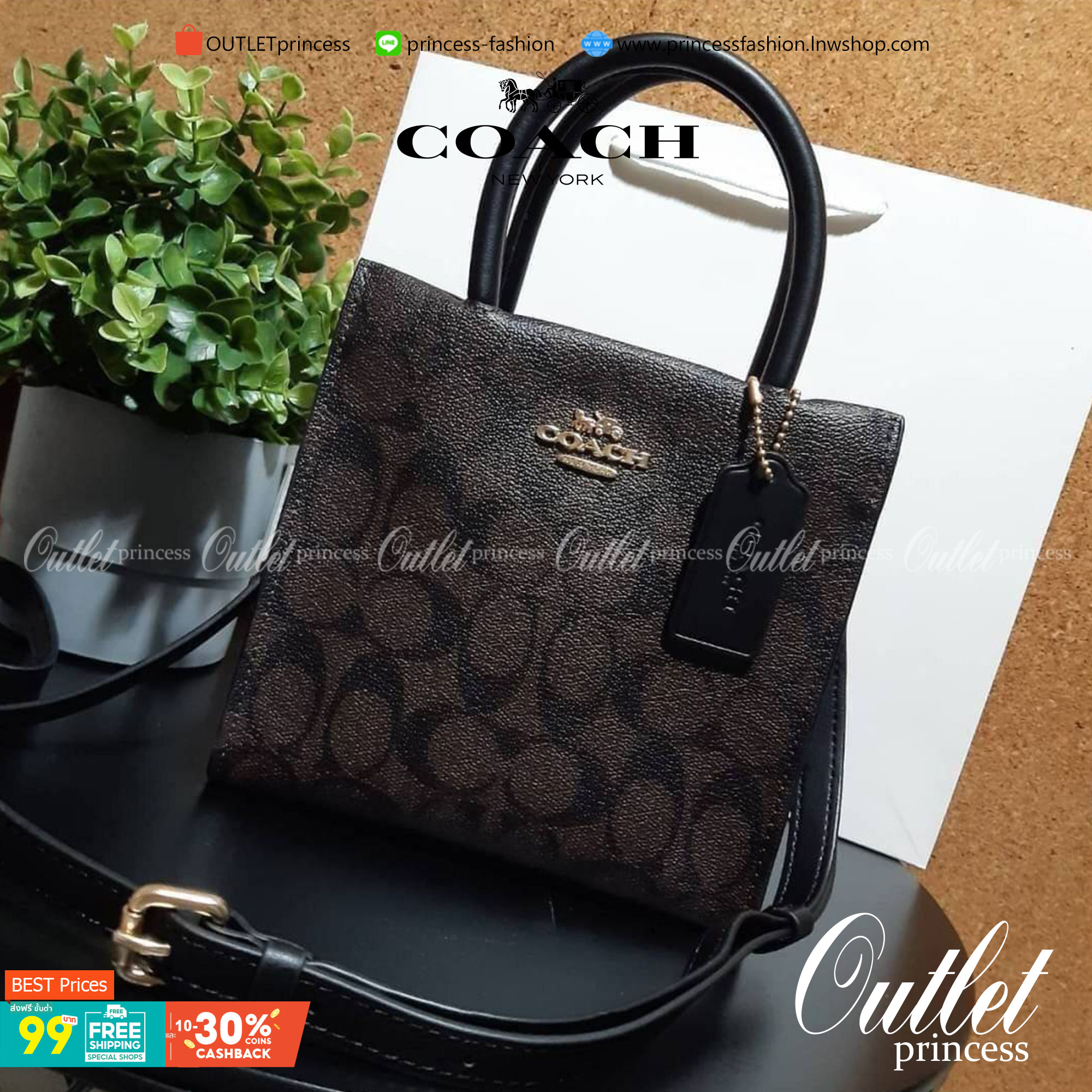 COACH 5693 MINI CALLY CROSSBODY IN SIGNATURE CANVAS กระเป๋าครอสบอดี้โท้ทมินิไซส์ รุ่นใหม่สุดฮอต!! ใบจริงคือน่ารักม้ากกกก!! สวยอยู่ทรง น่ารักน่าใช้ วัสดุหนังแคนวาสเคลือบลาย ปากกระเป๋ามีกระดุมแม่เหล็ก มาพร้อมหูจับในตัวและสายสะพายข้าง ถอดออกหิ้วเก๋ๆก็ได้ หรื