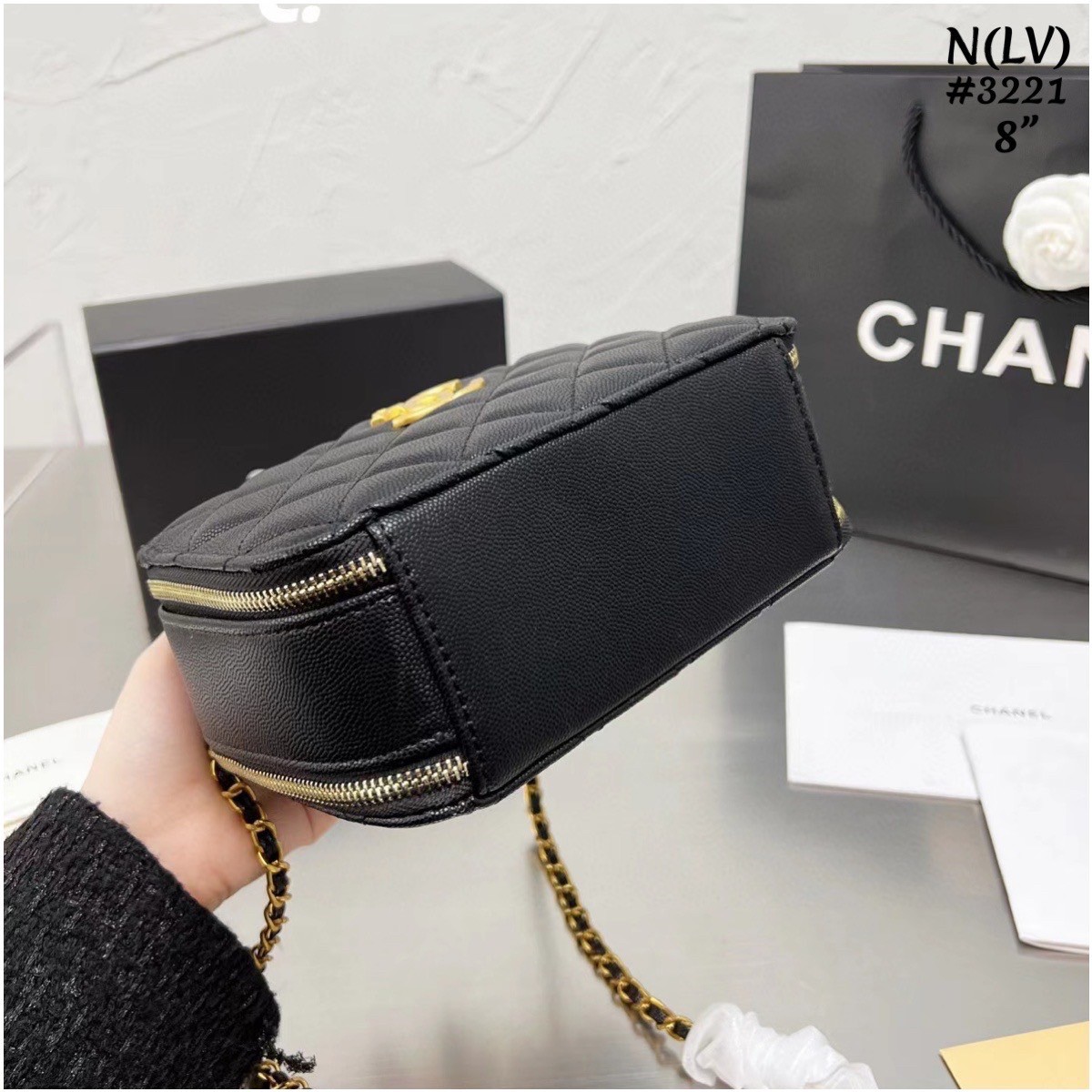 Chanel 22s vanity Handle black caviar / Chanel Vanity Case / Chanel Box พร้อมส่ง กระเป๋าสะพายทรงกล่อง ใช้งานต่างประเทศได้ ภาพถ่ายจากงานขายจริง