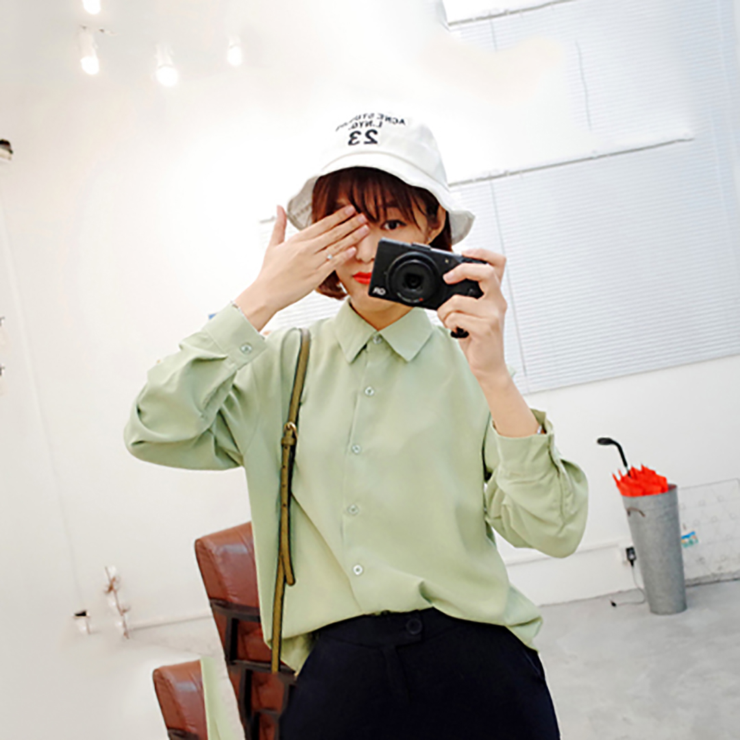 พร้อมส่ง 🌷 Sienna top เสื้อเชิ้ตแขนยาวสีเขียวหวานๆ (IN33054)
