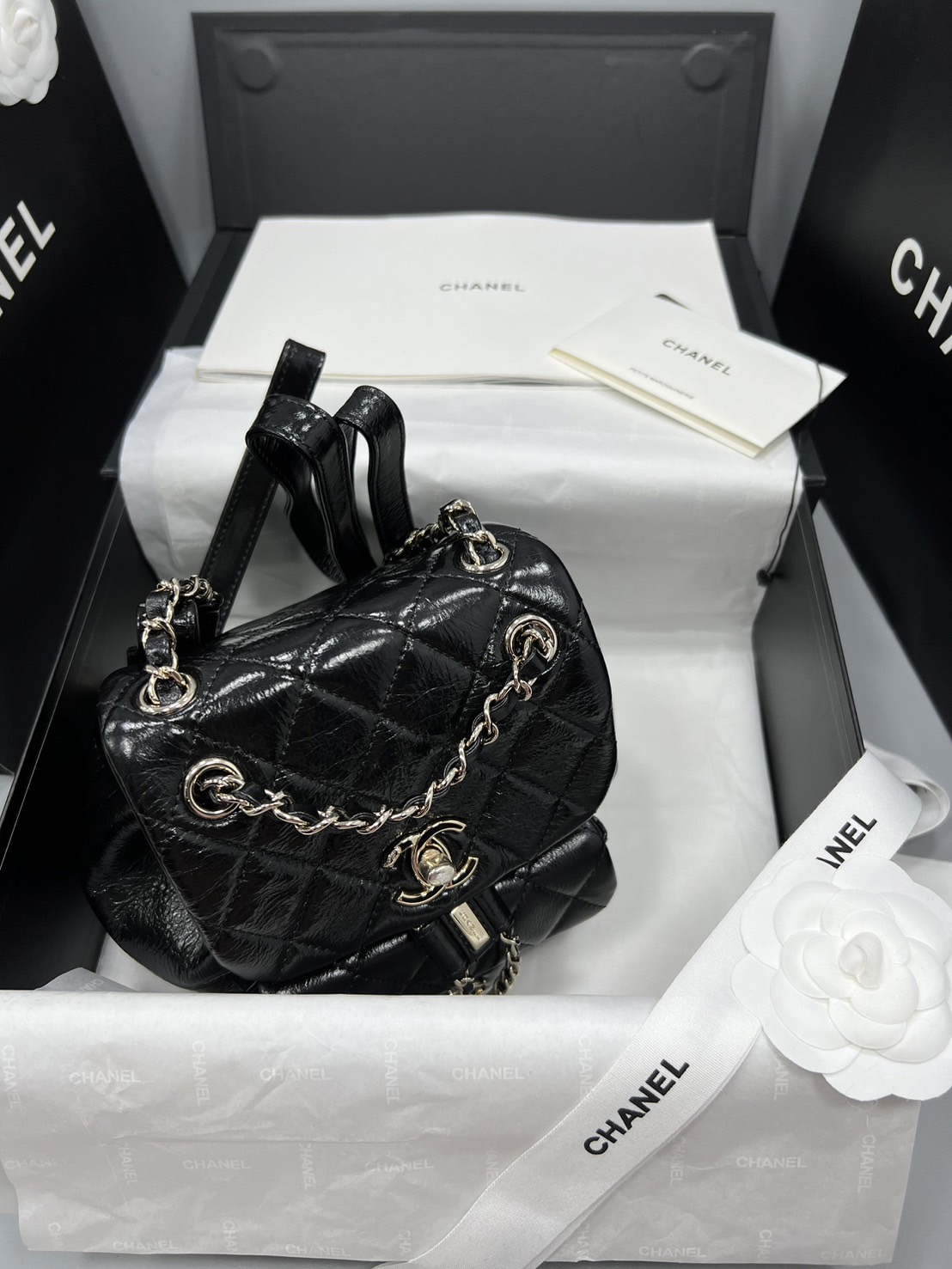 CHANEL MINI DUMA BACKPACK BLACK กระเป๋าเป้ไซส์มินิ รุ่นยอดนิยม เกรดออริ ท็อป สลับแท้ 1:1 ผ่านทุก ตม ใช้งานต่างประเทศได้