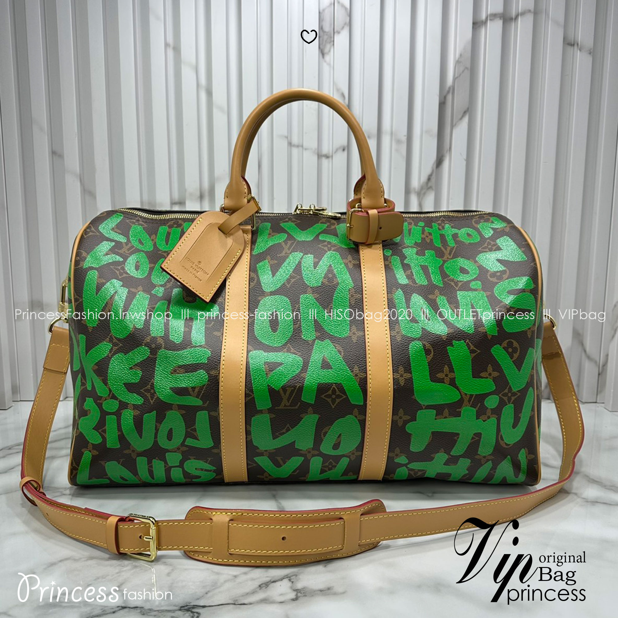 ORI หนังแท้ | LV Stephen Sprouse Graffiti Keepall 42cm กระเป๋าสะพายทรงคีฟออลใบใหญ่ ลวดลายตัวอักษรกราฟฟิกเต็มใบ