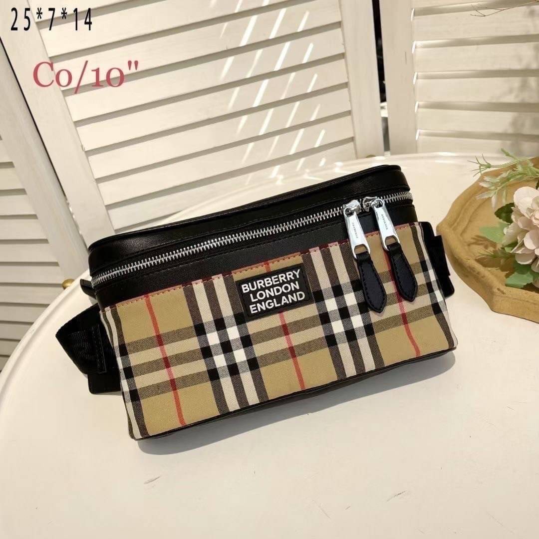 Burberry Vintage Belt Bag retro check กระเป๋าคาดอก/คาดเอวลายแบรนด์ งานมาใหม่ ผ้าแคนวาสสลับหนังอย่างดี ซิปหน้า น้ำหนักเบา ทรงสวย ใช้ทั้งผู้หญิง ผู้ชาย