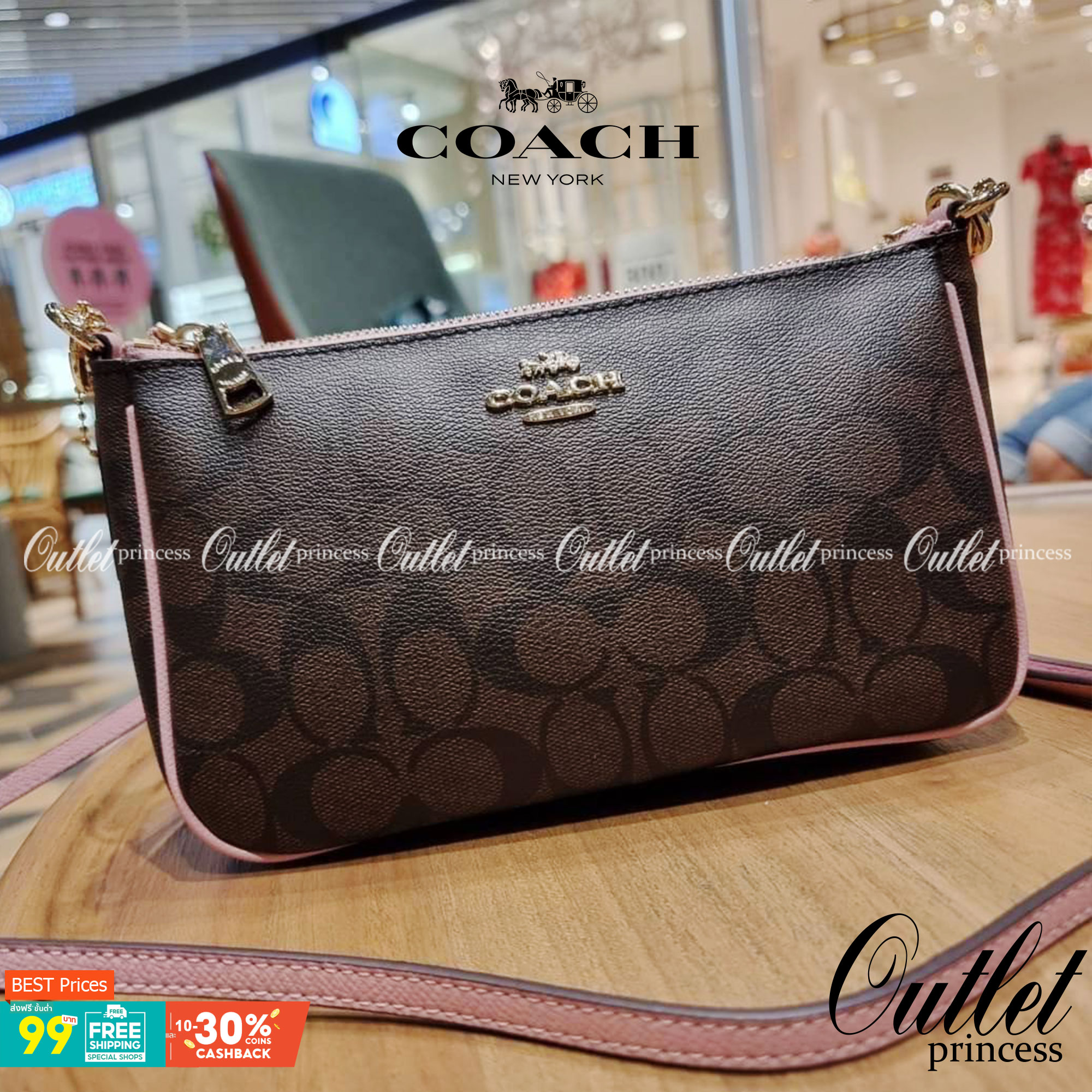 COACH 36674 TOP HANDLE POUCH IN SIGNATURE JACQUARD กระเป๋าทรงพอช ยอดฮิต ยกขึ้นแท่น ด้วยดีไซน์ที่ออกมาให้ใช้งานได้ง่าย ขนาดกำลังเหมาะ วัสดุหนังแคนวาสทนทาน ดีไปหมดขนาดนี้!! คุณลูกค้าถึงสั่งกันรัวๆจริงๆ ภายในโล่งกว้าง ใส่โทรศัพท์ได้ทุกรุ่น มาพร้อมสายคล้องแขน