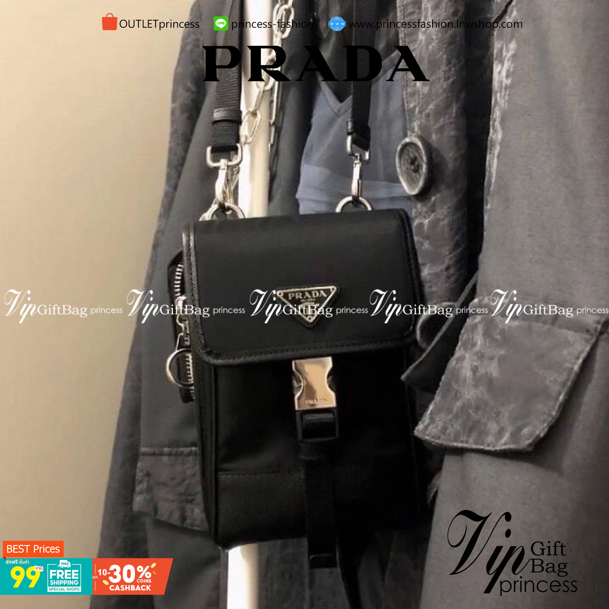 PRADA Re-Nylon and Saffiano leather smartphone case ใช้ได้ทั้งชาย-หญิง ของมันต้องมี ใบนี้ห้ามพลาดเลยค่า งานหนังแท้ งานจริงสวยมากค่ะ