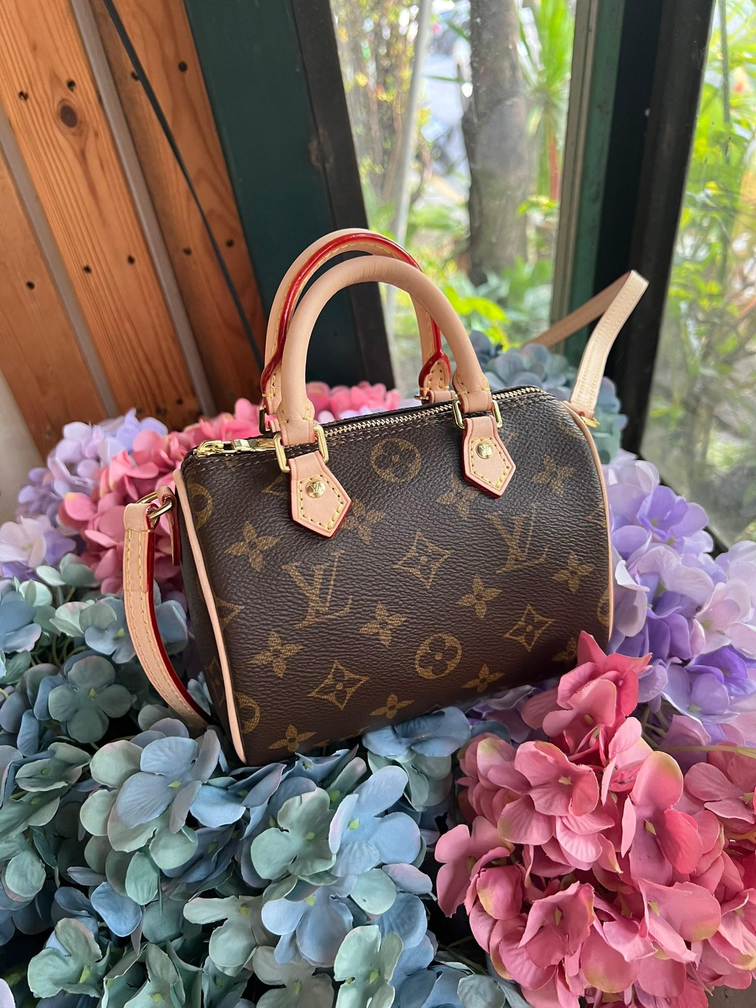 LV Nano Speedy Monogram / LV Bag เกรดออริพร้อมส่ง กระเป๋าสะพายข้างไซส์มินิ วัสดุหนังแคนวาส