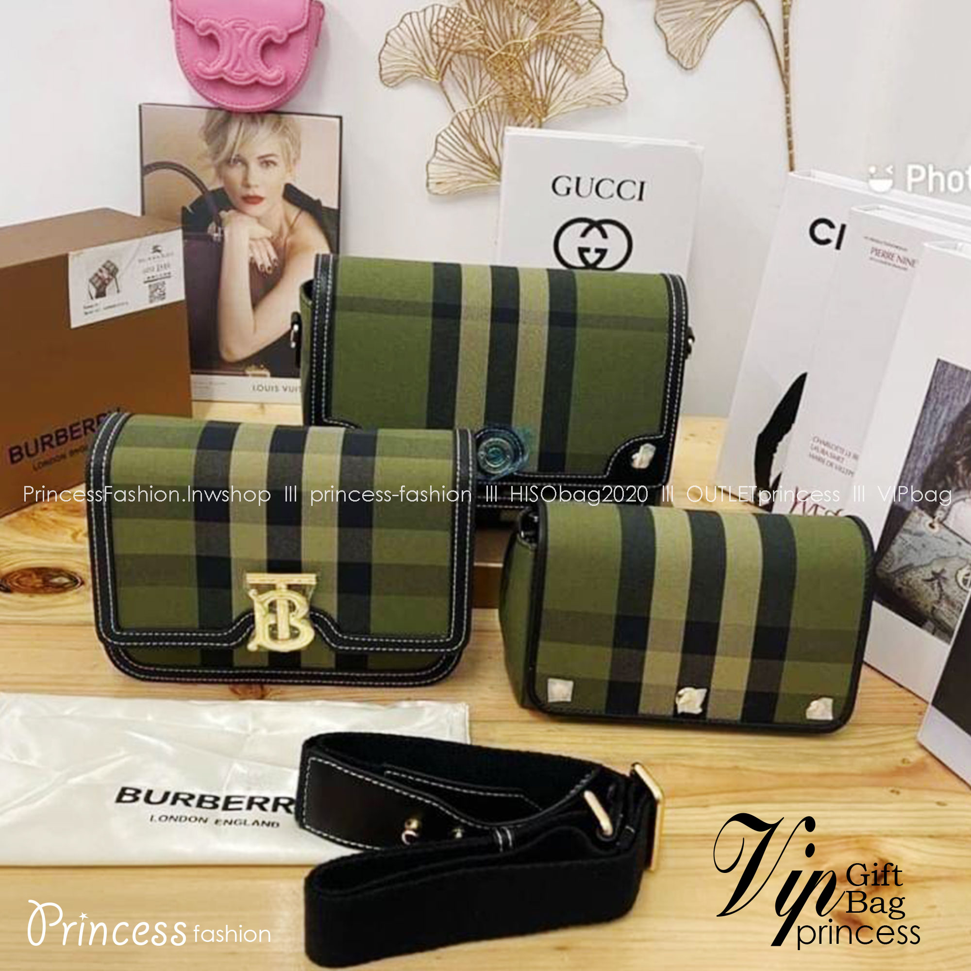 BURBERRY FRAGRANCES CROSSBODY BAG / BURBERRY SMALL CHECK CANVAS AND LEATHER TB BAG สีเขียวเหนี่ยวทรัพย์!! สีเข้าใหม่ คอลเลคชั่นที่ปังตลอดปี รอบนี้ออกแบบสไตล์ผู้ดีอังกฤษ