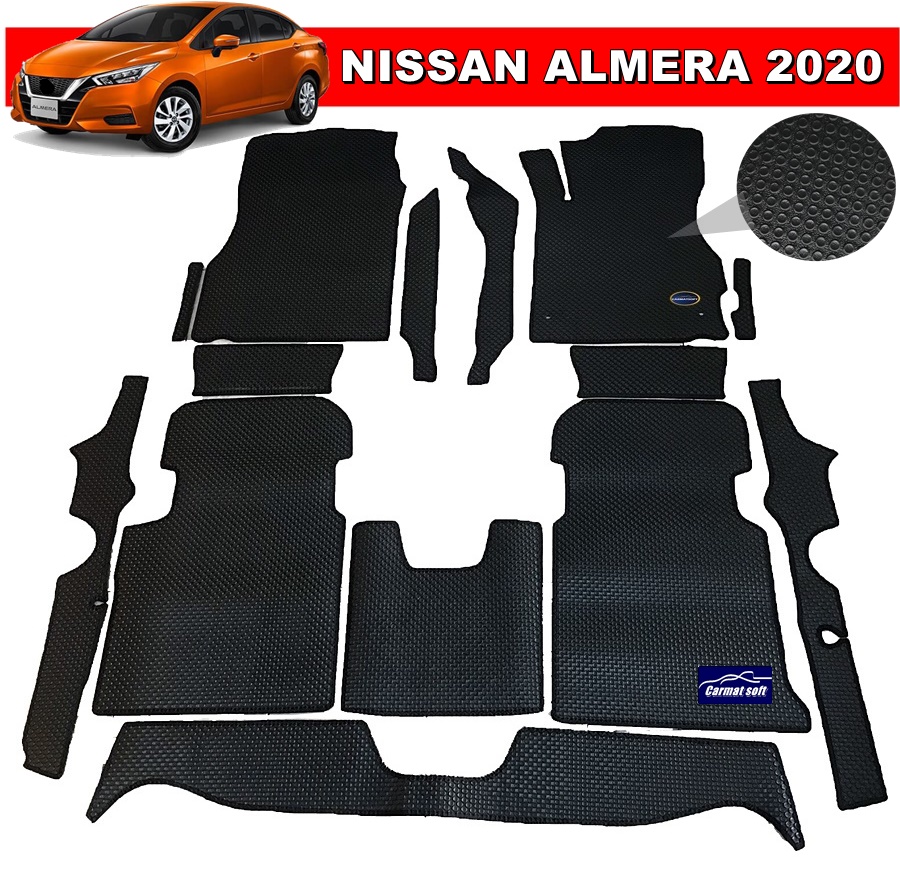 ยางปูพื้นรถยนต์ NISSAN ALMERA 2020 พรมกระดุมเม็ดเล็กpvc เต็มคัน